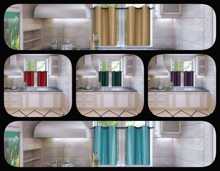 2PC SET KITCHEN PANEL LINED BACKING WINDOW CURTAIN DRAPE SOLID 36″ LONG D24