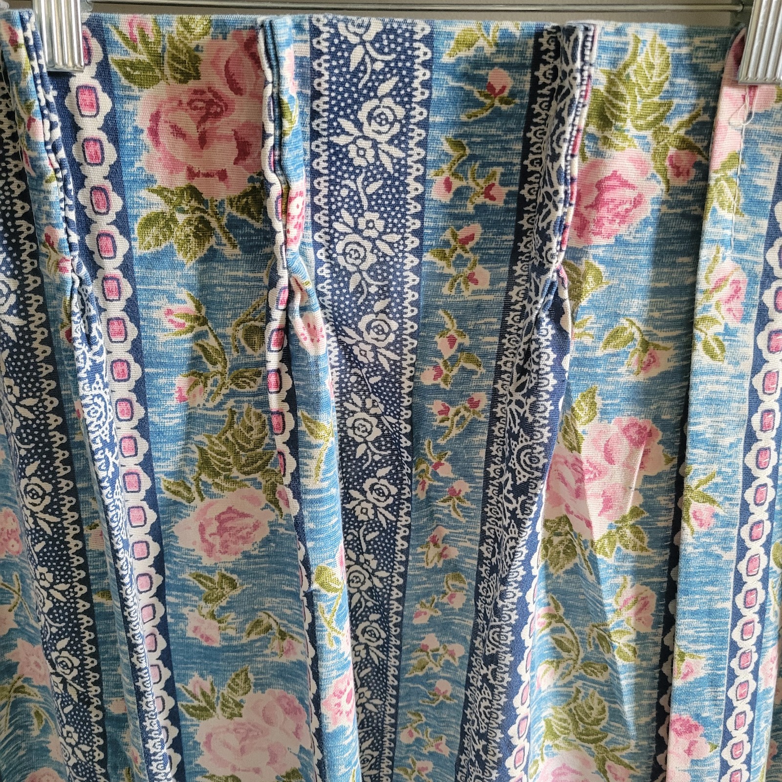 Pinch Pleat Curtain Panel Pair (2) 24×61 Pink Blue Green Shabby Chic Boho
