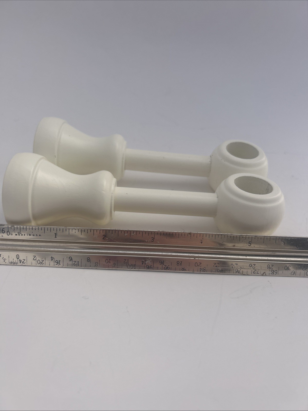 Wall Mounted Curtain Rod Brackets Wooden White Holders for Window Drapery 2 Pcs