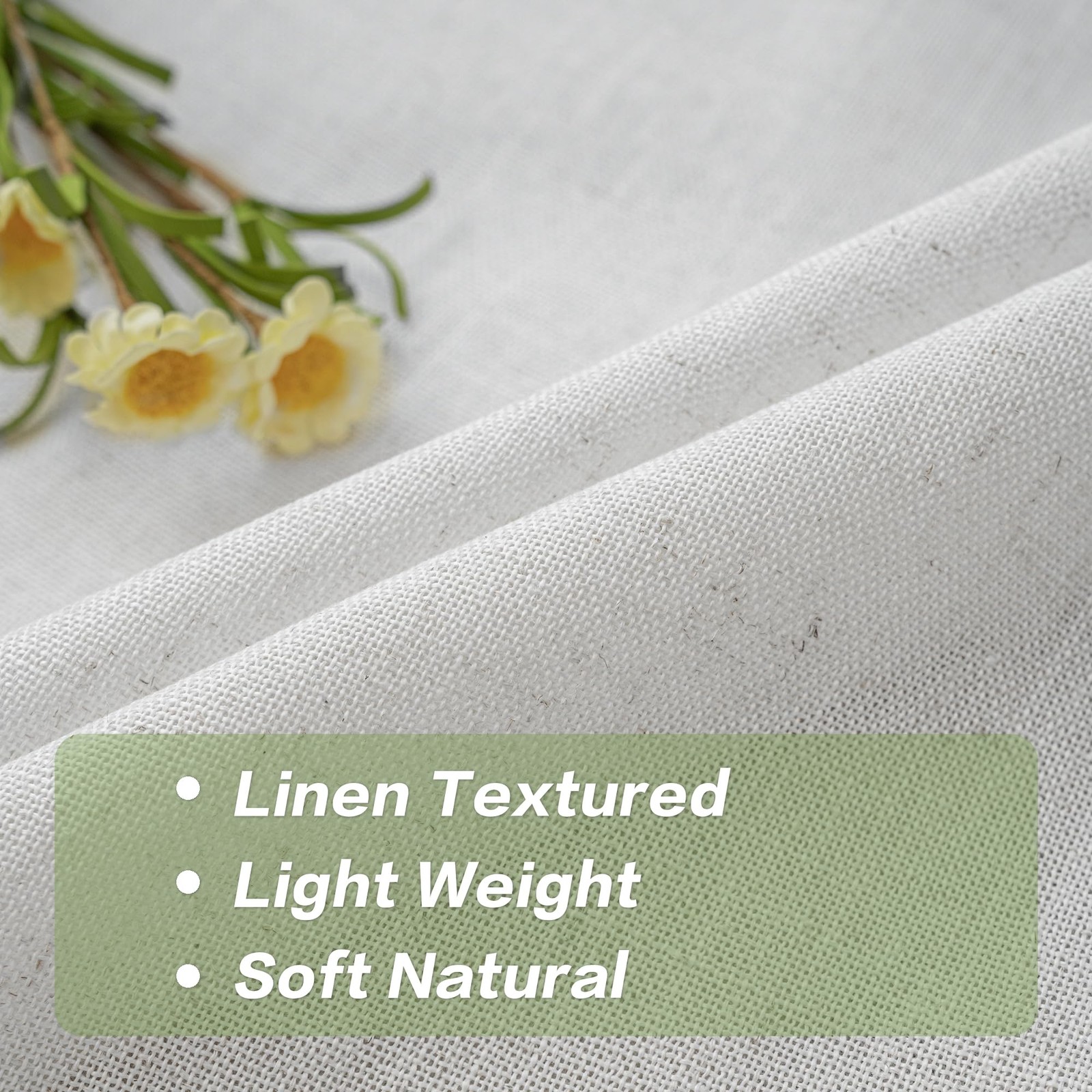 Oyring Faux Linen Light Filtering Pinch Pleated Curtains For Living Room Semi