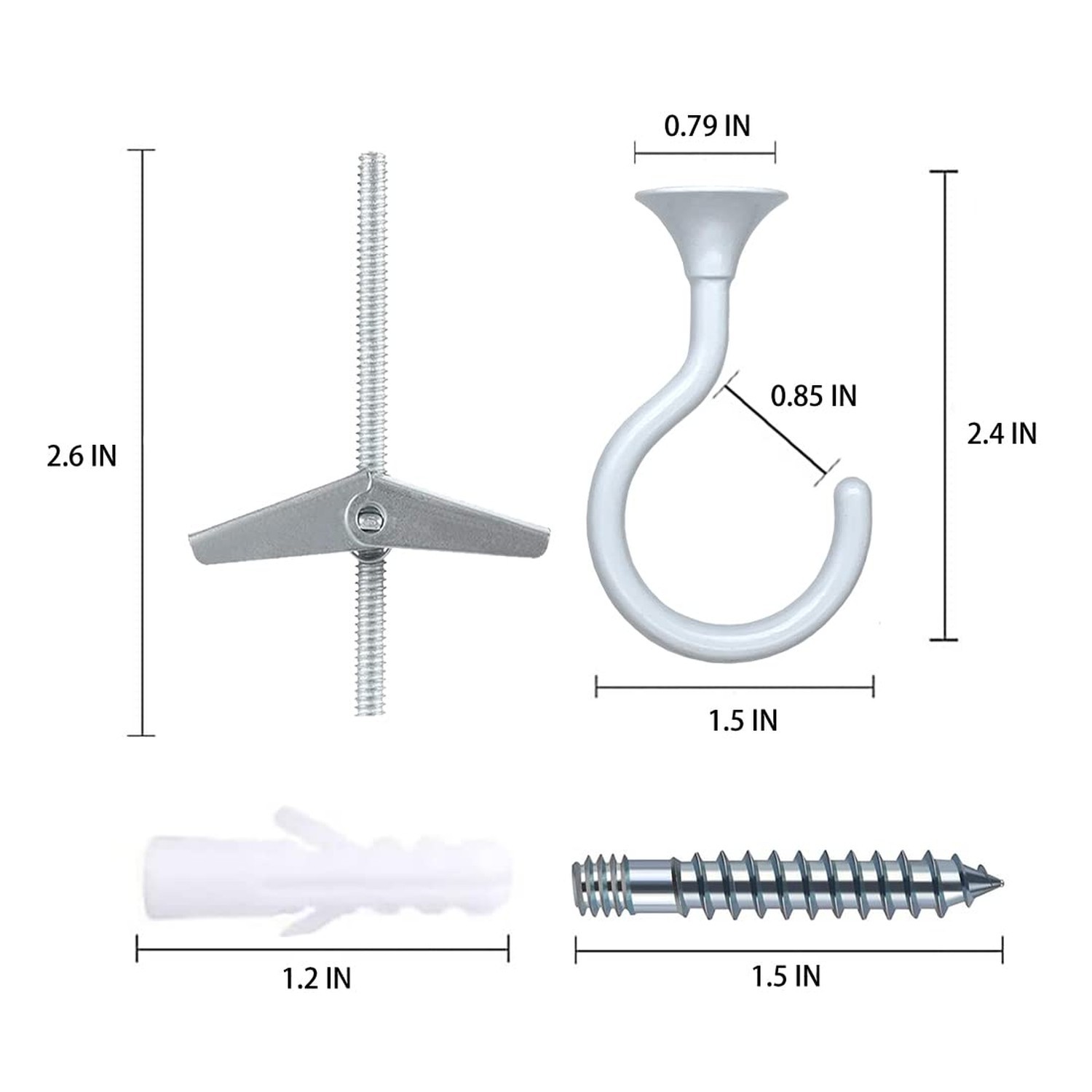 Ceiling Hooks for Hanging Plants (2 Sets, White)