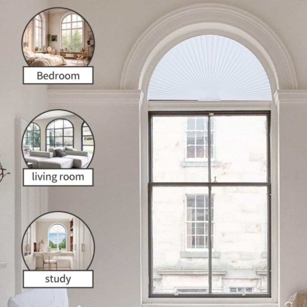 Arch Window Shade,Light Filtering Pleated Shade,Half Circle Fabric Blinds Room D