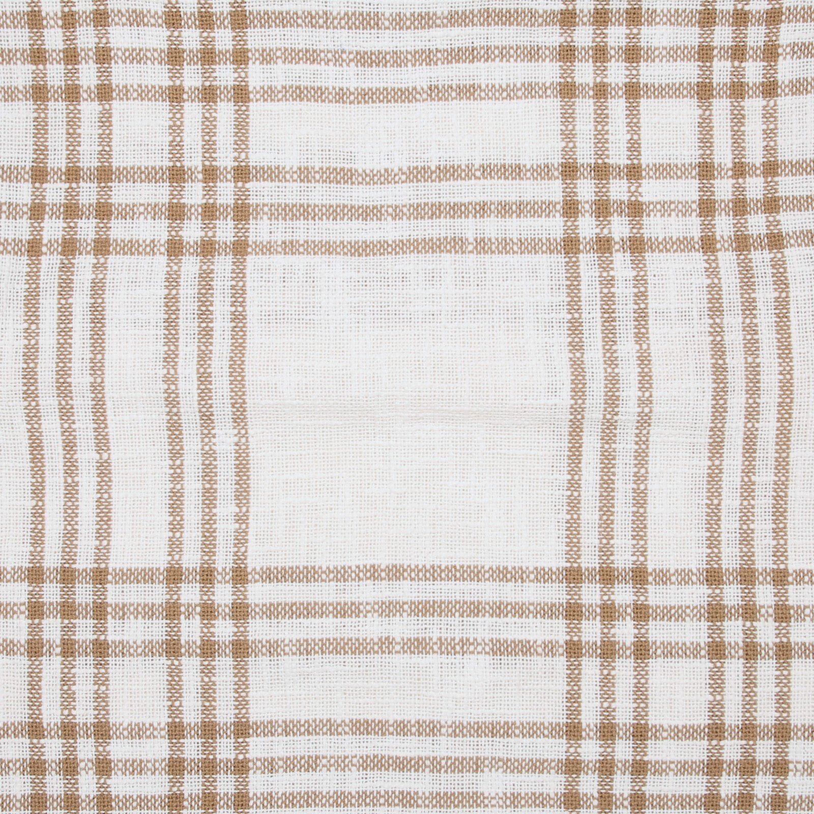 New Fresh Farmhouse White Wheat Tan Plaid Cafe Tiers Curtains 24″ long