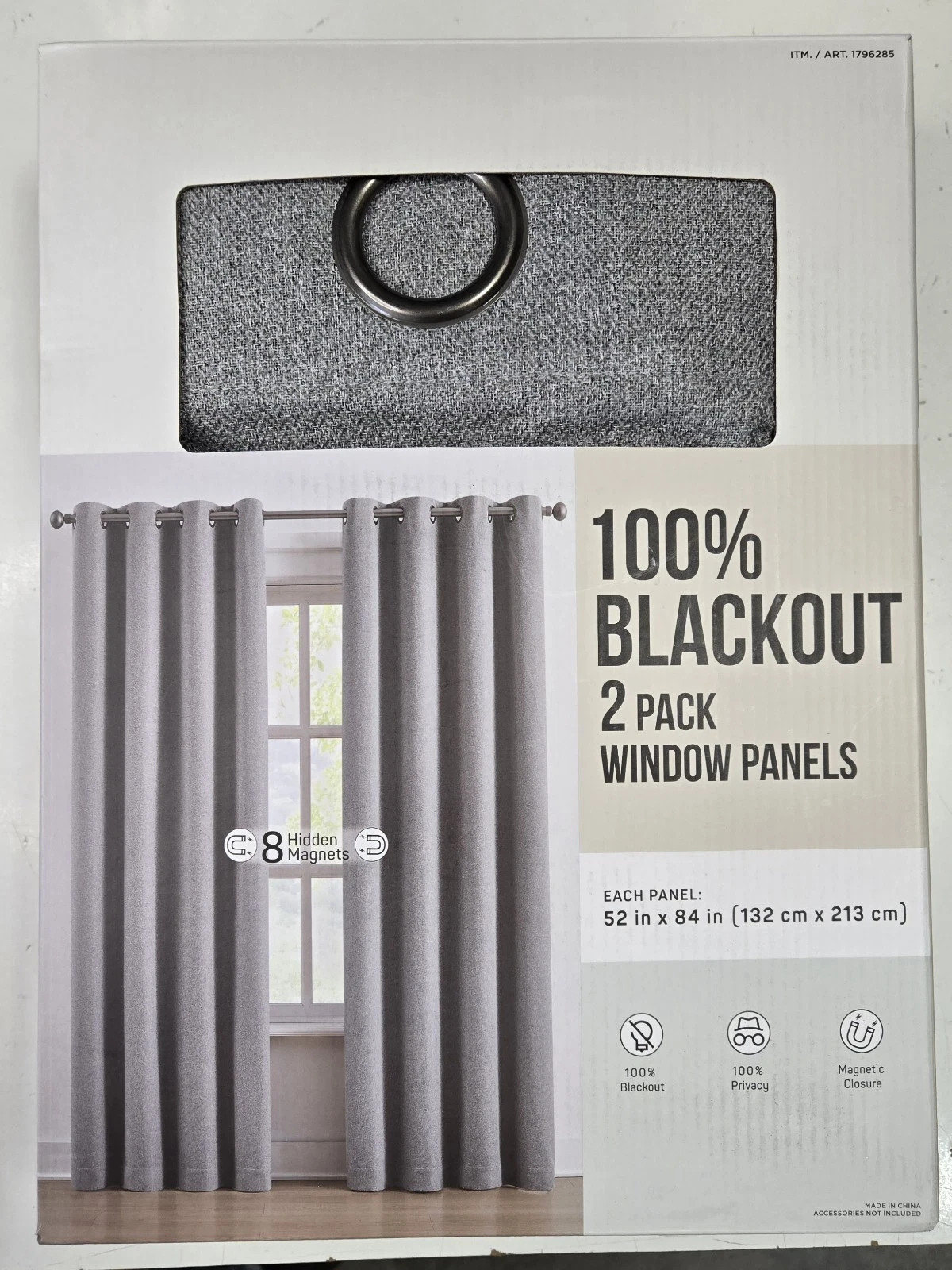 Piper Blackout Curtain 2 Pack Window Panels 52″ x 84″ In Each Gray