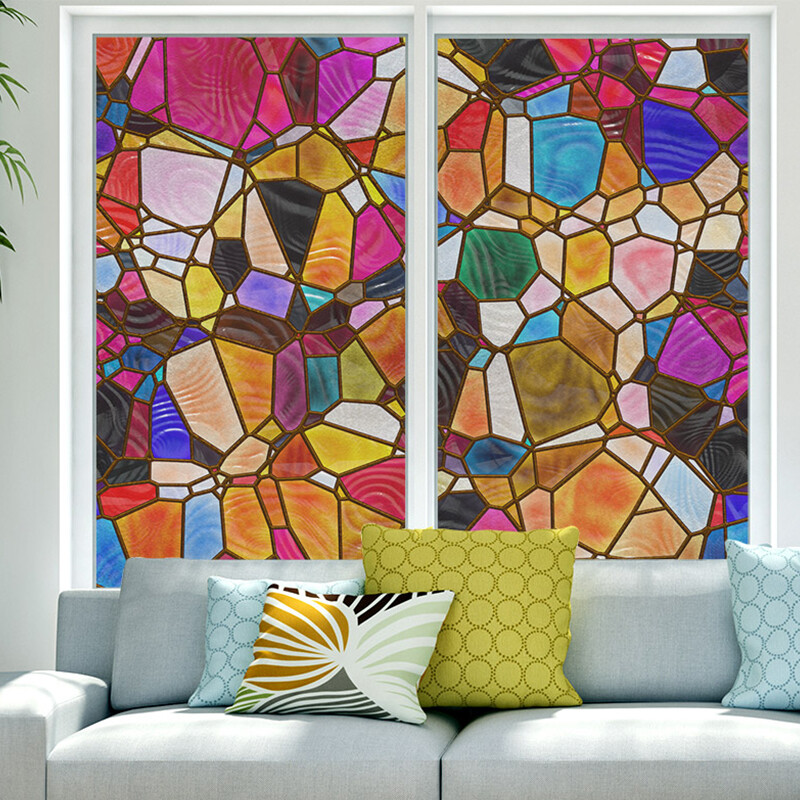 3D Rainbow Glass Privacy Film Stained Static Cling Sticker Frosted Window /Decor