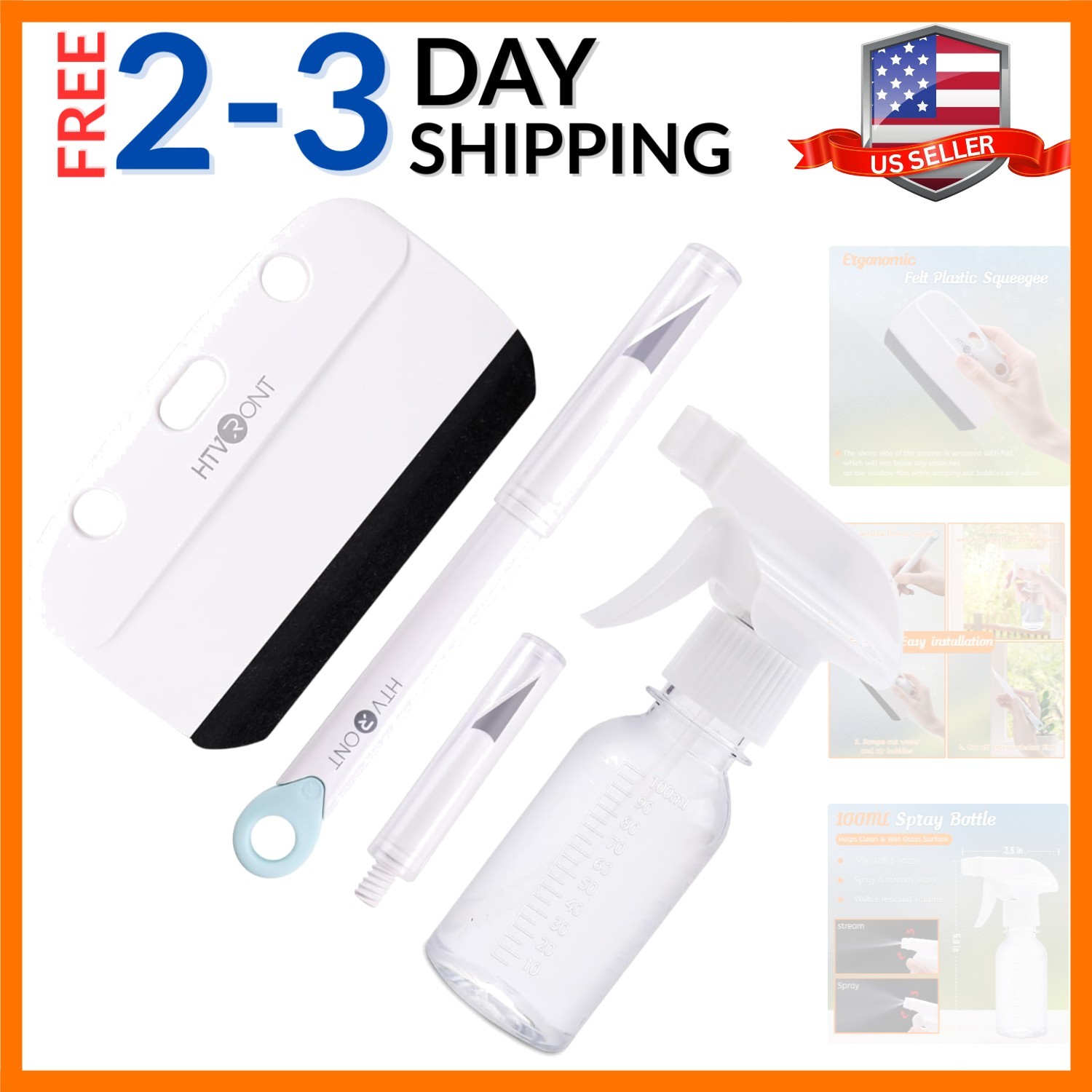 Window Film Kit – 4 Pcs Window Privacy Film Installation Tools, Easy to Apply…
