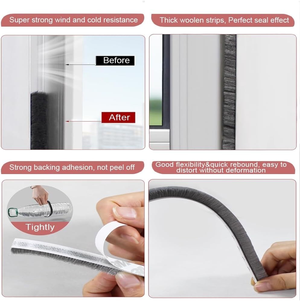 Strong Adhesive Window Weather Stripping – 33ft Soundproof & Dustproof Seal