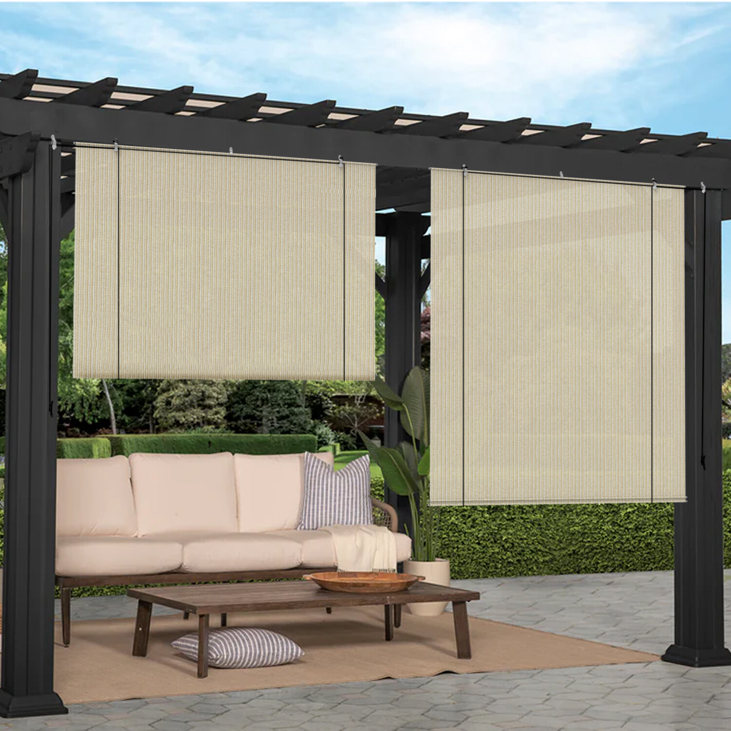 Roller up Shades Curtain Patio Deck Porch Pergola Balcony Backyard Outdoor-4FT