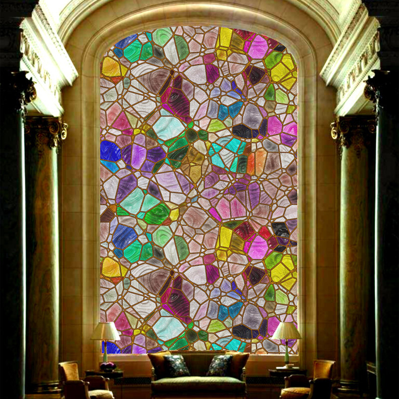 3D Rainbow Glass Privacy Film Stained Static Cling Sticker Frosted Window /Decor