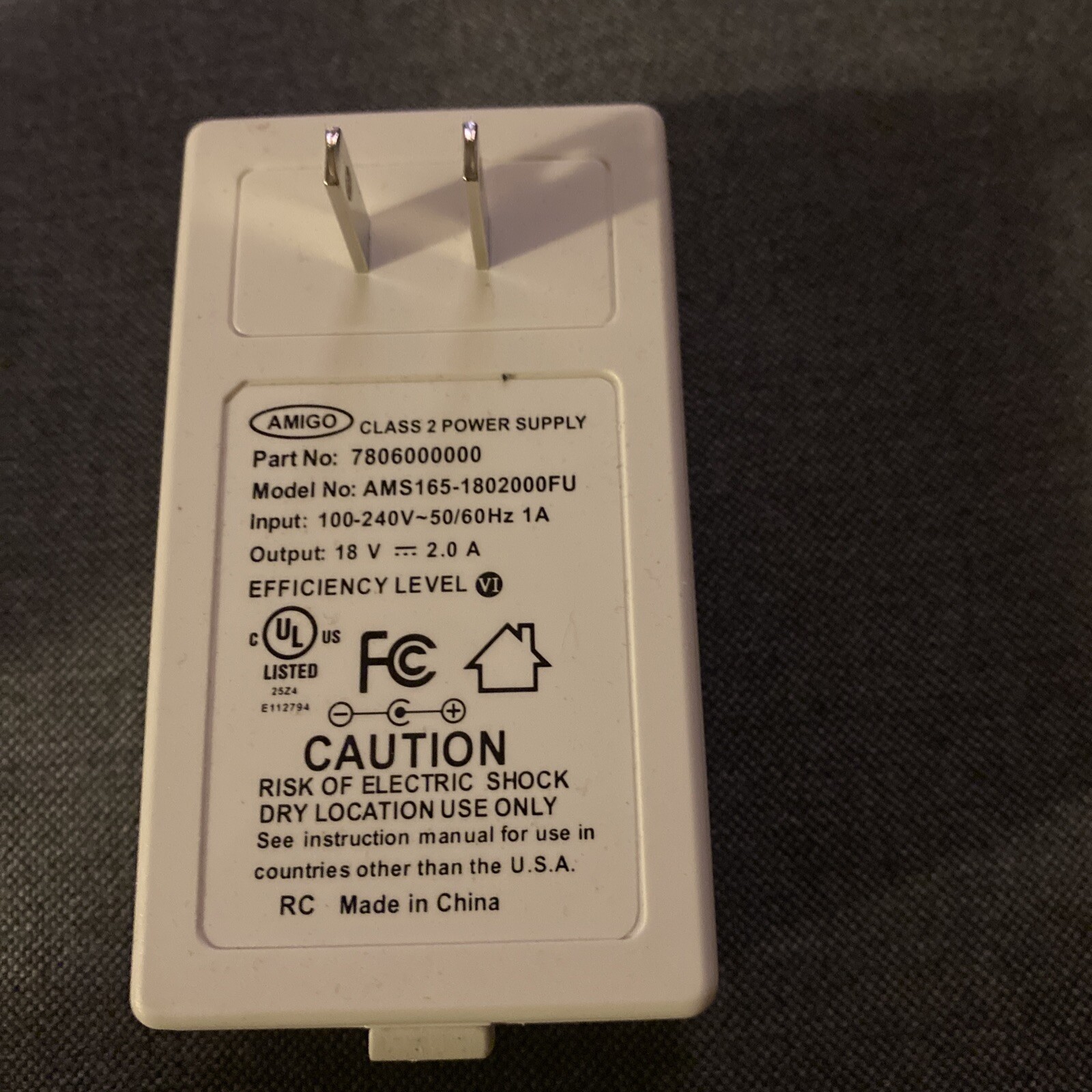 Hunter Douglas Powerview 18V DC Plug-In Transformer