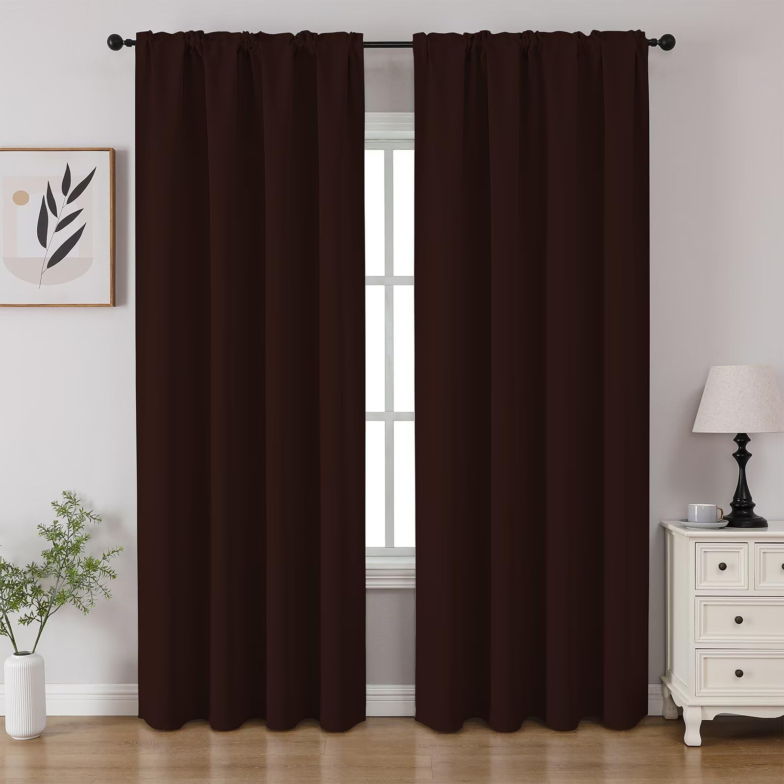 Chocolate Blackout Curtains 52 W X 108 L Pack Of 2 Thermal Insulated Privacy