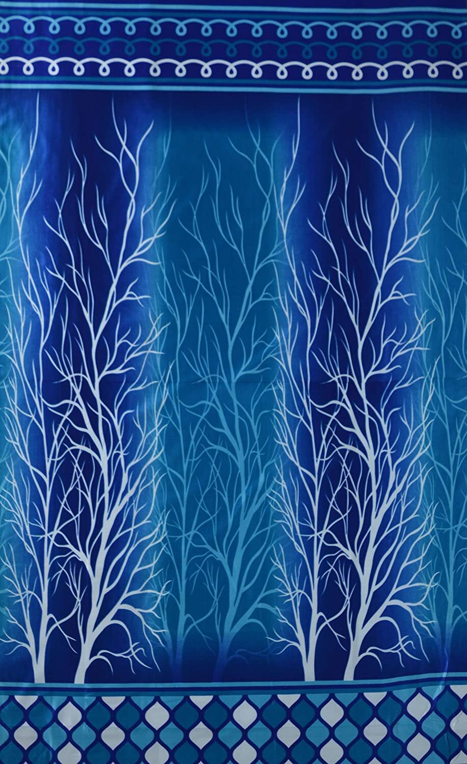 2 Piece Tree Panel Eyelet Door Curtains 7 FeetBlue