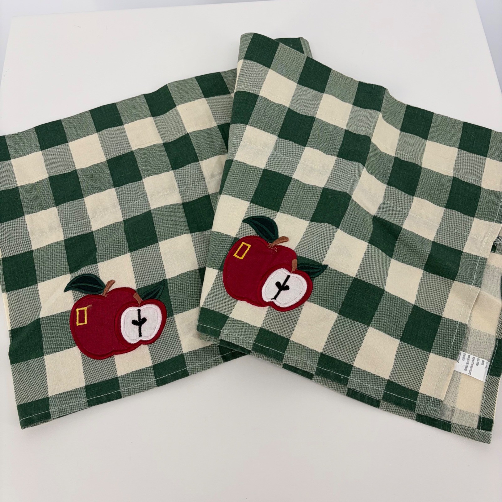 Gingham Apple Valence Green White Buffalo Plaid Country Kitchen 57×11 Gingham