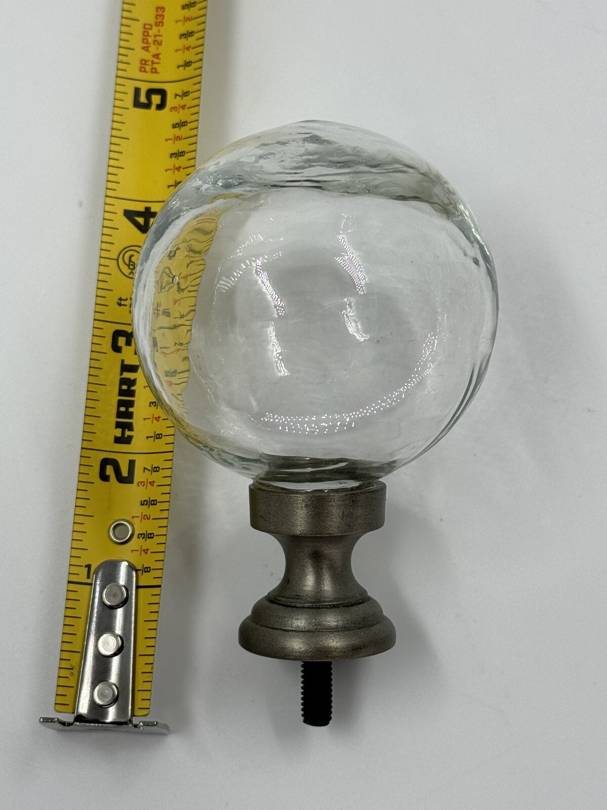 Pottery Barn Vintage Hardware .75 Glass Ball Finials Antique Pewter Set 2 -Read