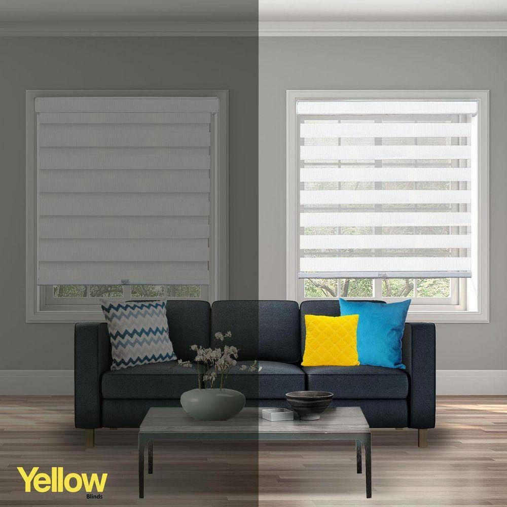 White Cordless Room Darkening Polyester Dual Layer Zebra Roller Shades-32 In. W
