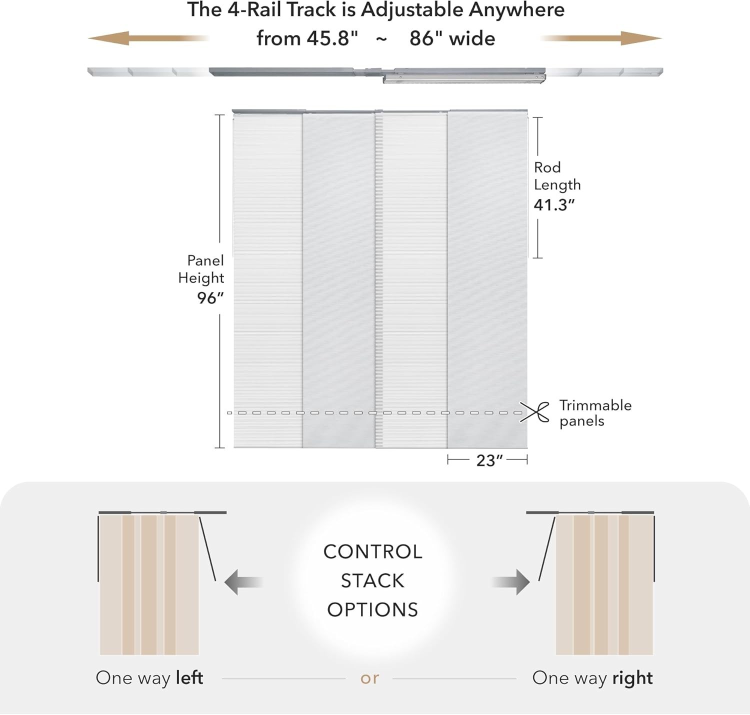 Adjustable Sliding Panel Hanging Room Dividers, Vertical Blind for Windows Do…