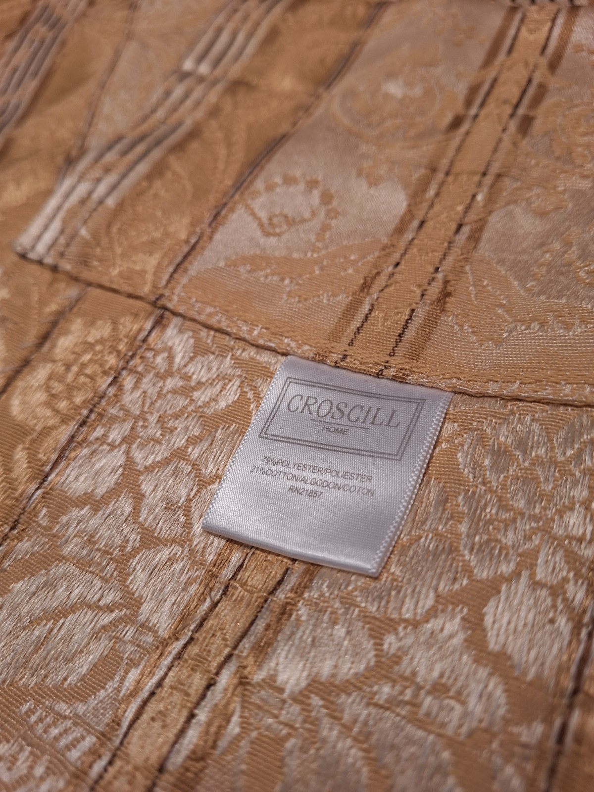 2 Panels Croscill Home Damask Brocade Drapes Curtains Gold & Ivory 84.5″ Long