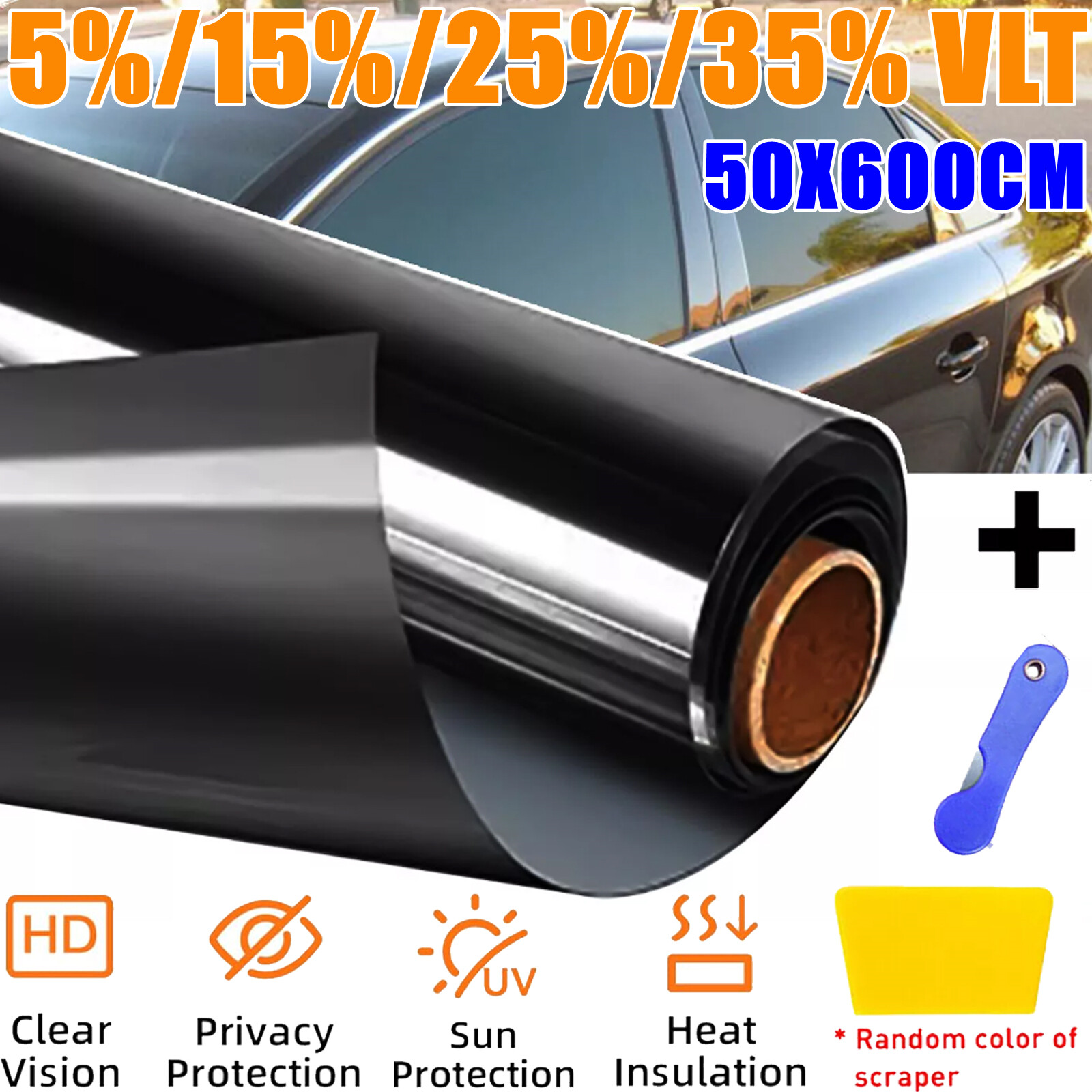 Uncut Roll Window Tint Film 5% 15% 25% 35% VLT 20″ x 20ft Car Home Office Glass