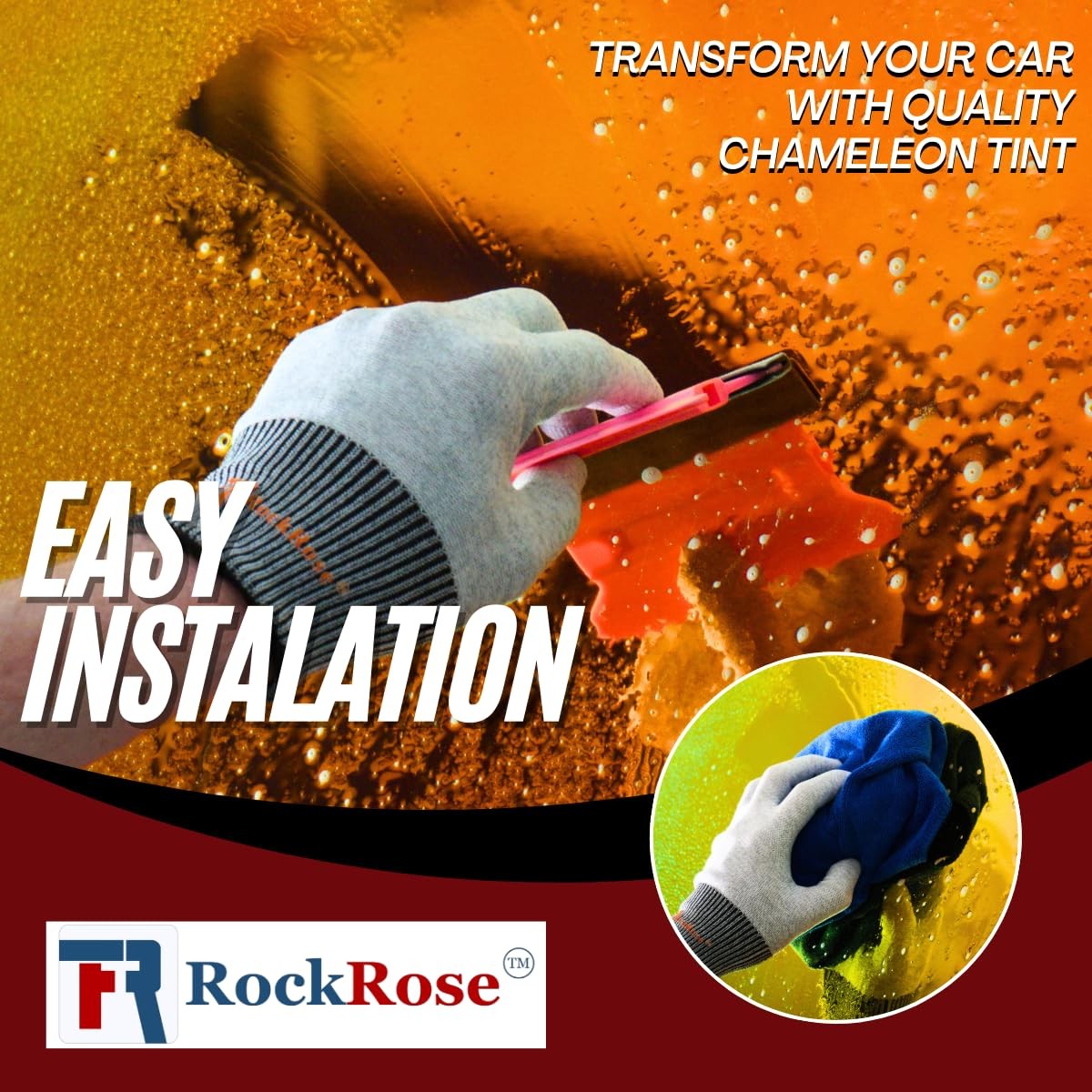 RockRose Citrus Shift Chameleon Window Tint for Cars, Color Window Tint Film;