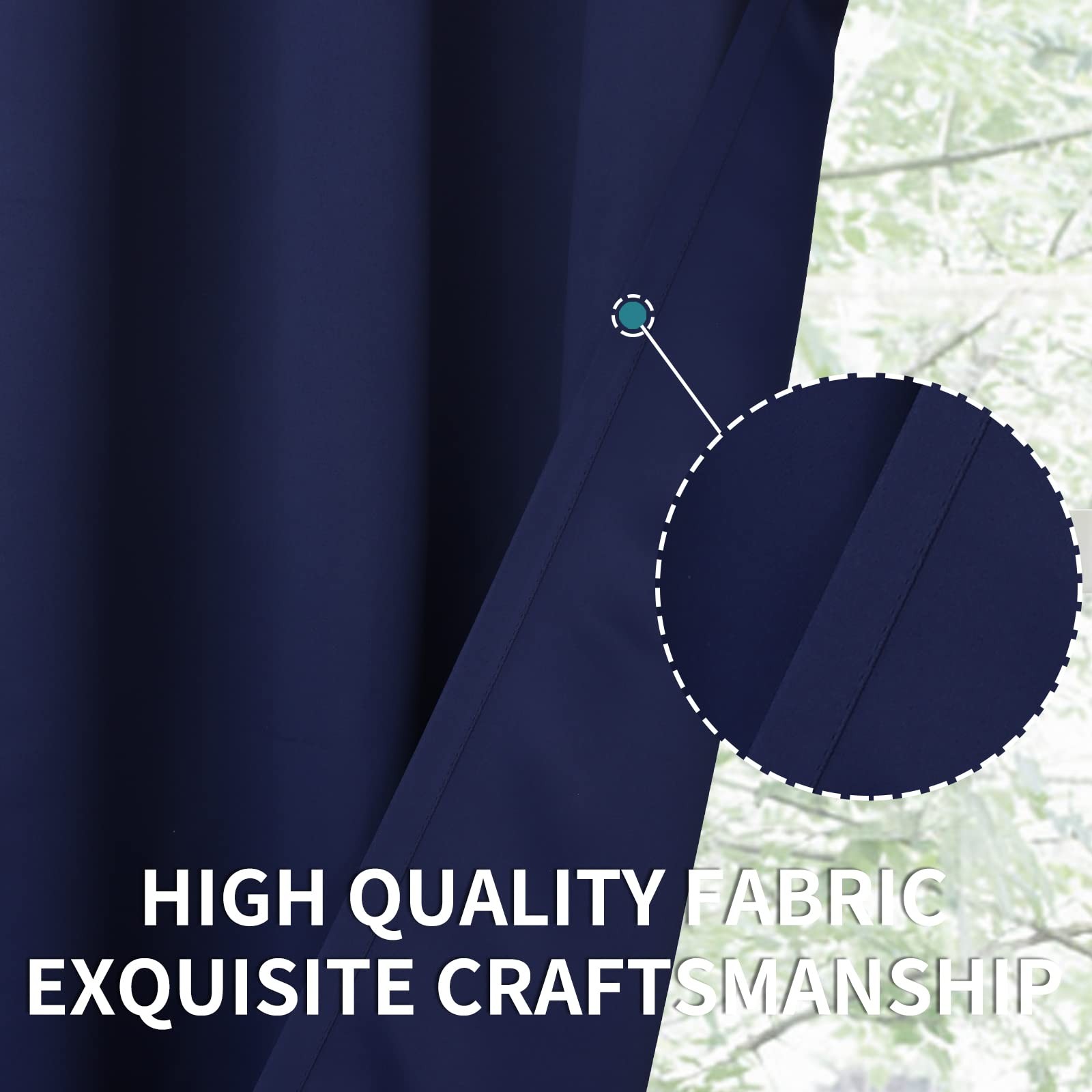 2 Panel Blackout Curtains 42×63 Inch Navy Blue Thermal Window Drapes