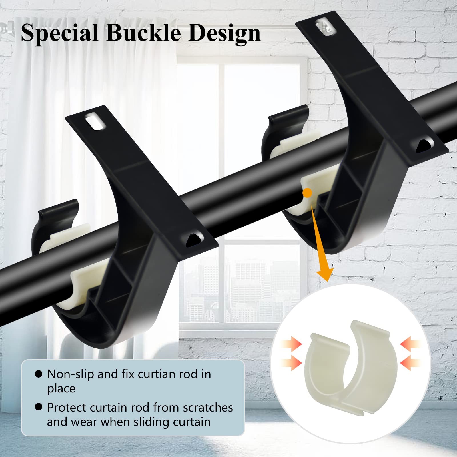 TOKPLNU Ceiling Curtain Rod Bracket, 4 Pack Heavy Duty Curtain Rod Holders, A…
