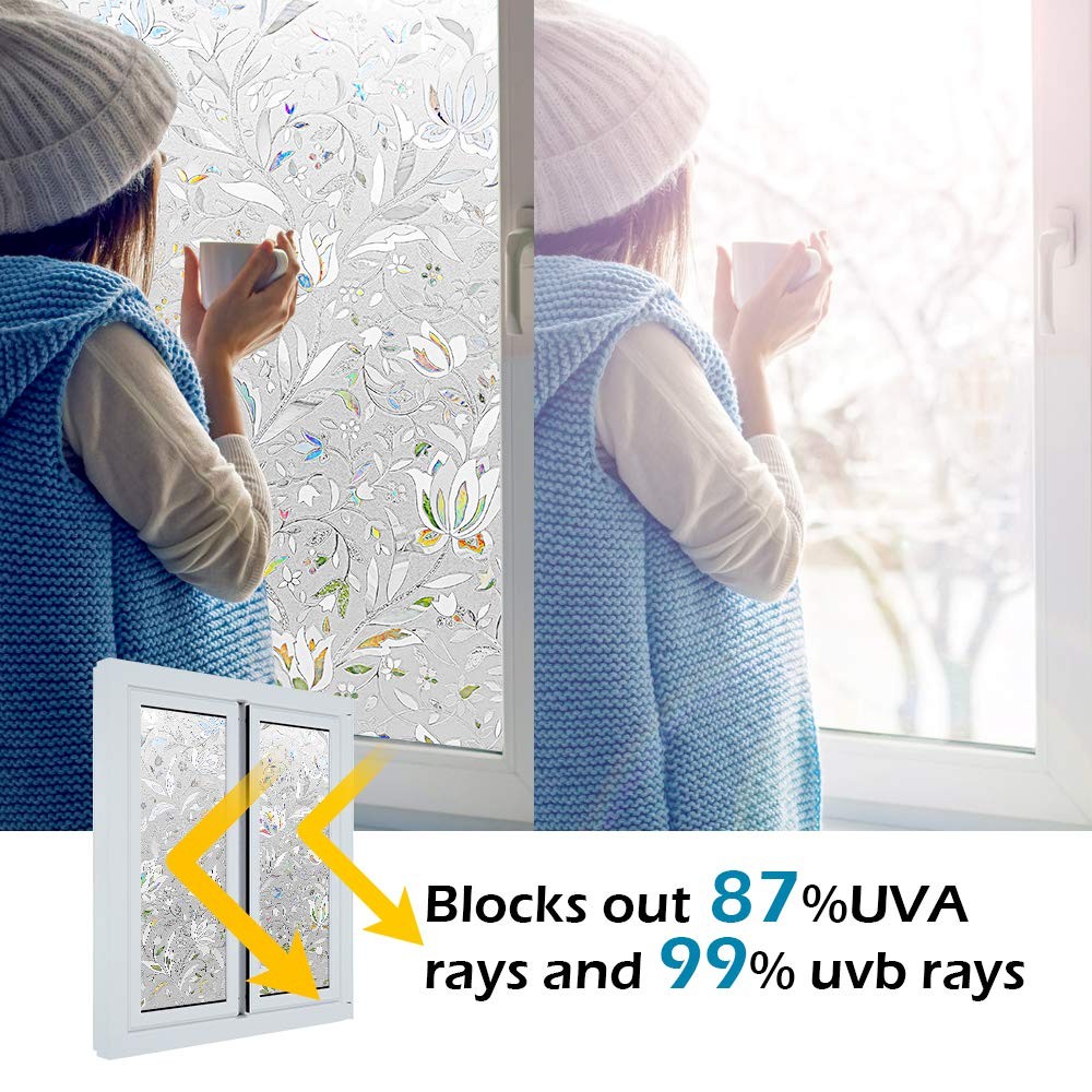 Static Cling Window Cover, Frosted Opaque Film for Bathroom Office, White