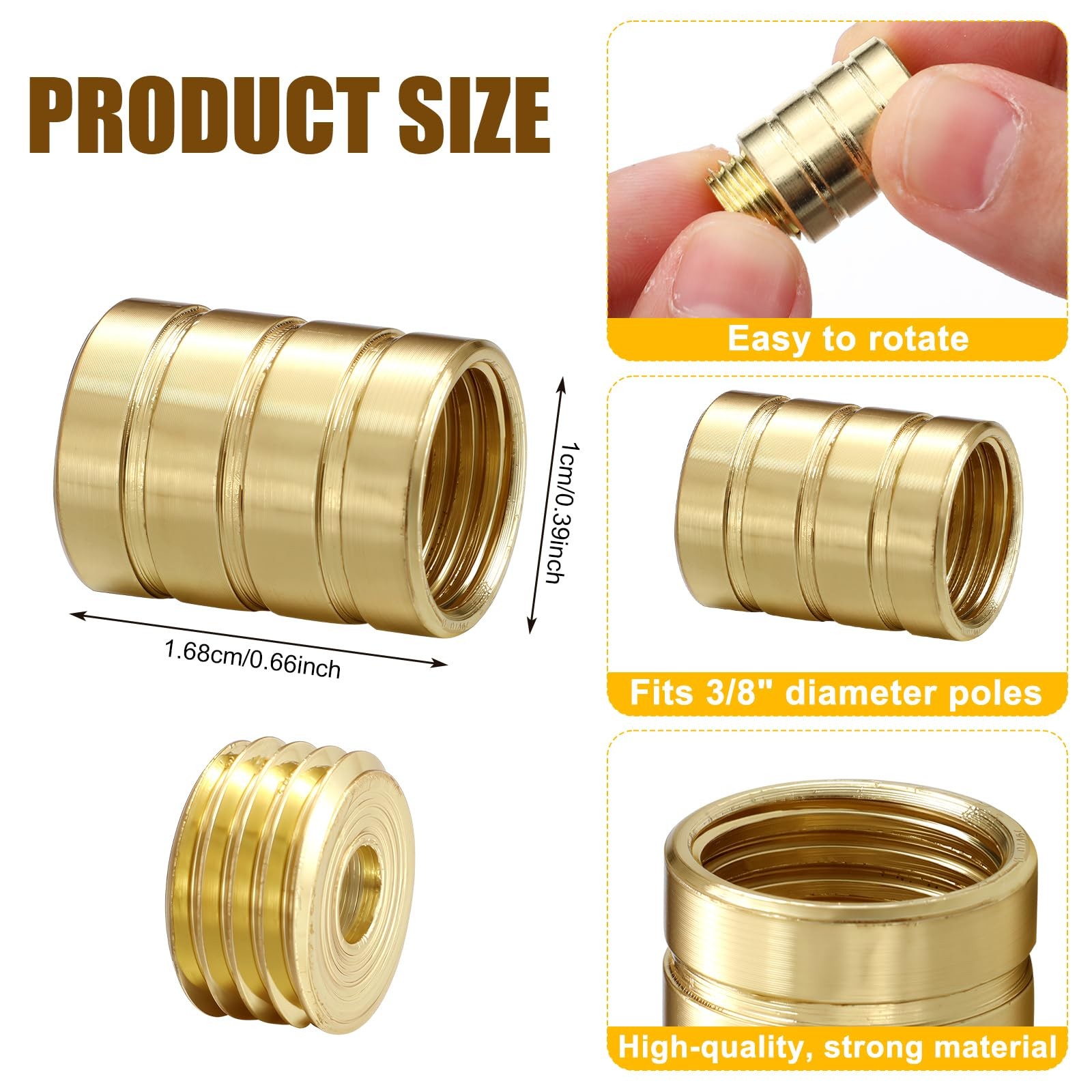 Otoolling 4 Pcs Inside Mount Cafe Curtain Rod Inside Mount Hidden Socket Bras…