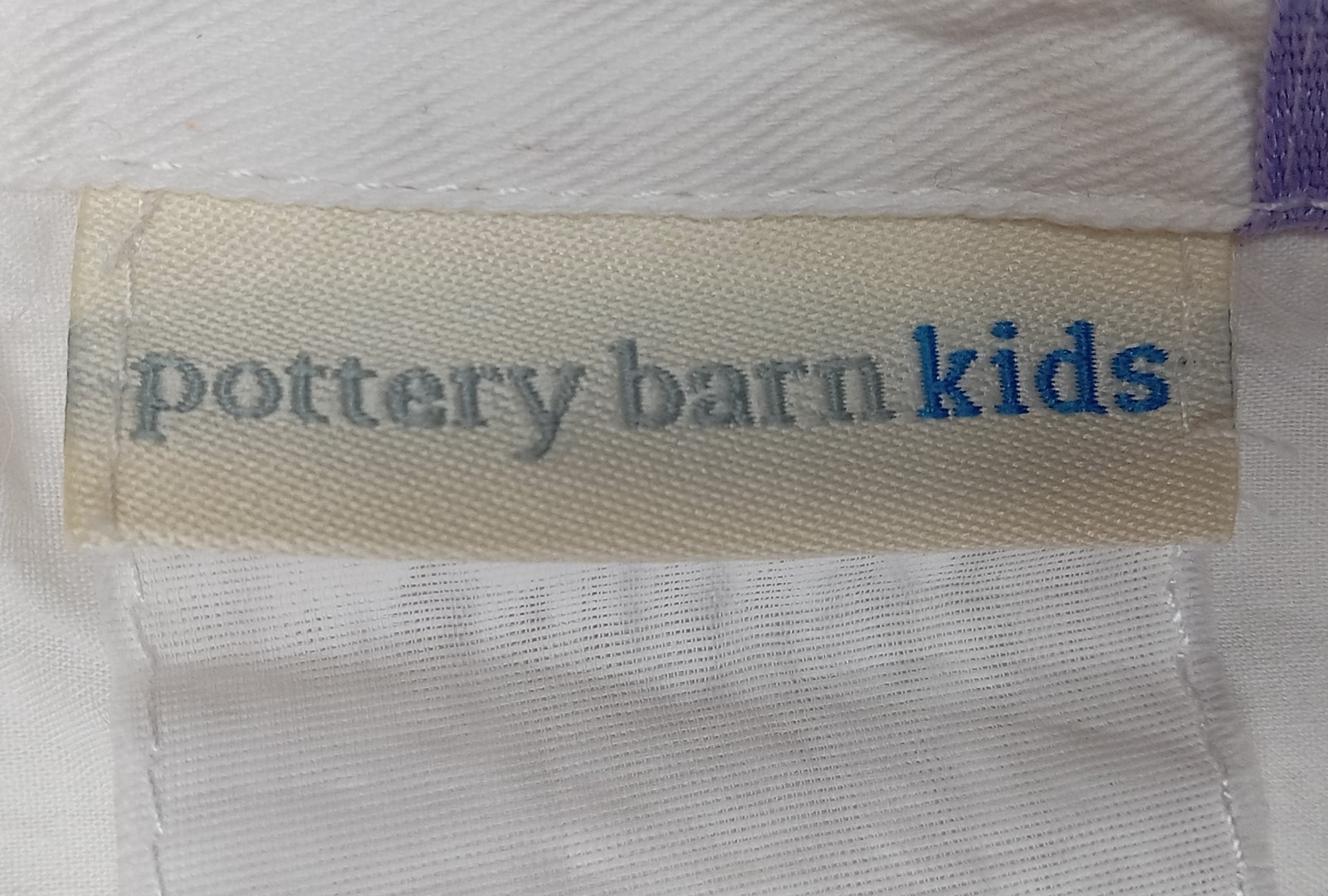 Pottery Barn Kids White Cotton Valence Purple Grosgrain Ribbon 20.5″W, 16.5T
