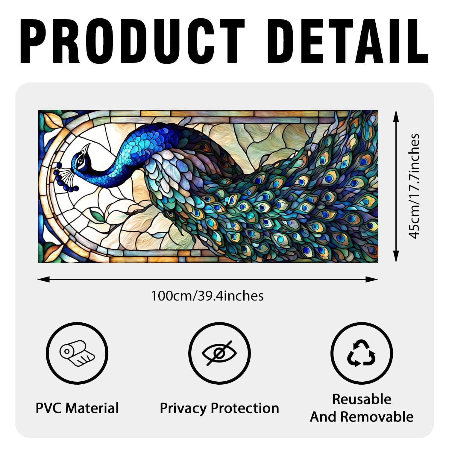 Decorative Peacock Stained Glass Window Film, Peacock Stained Glass Window Fi…