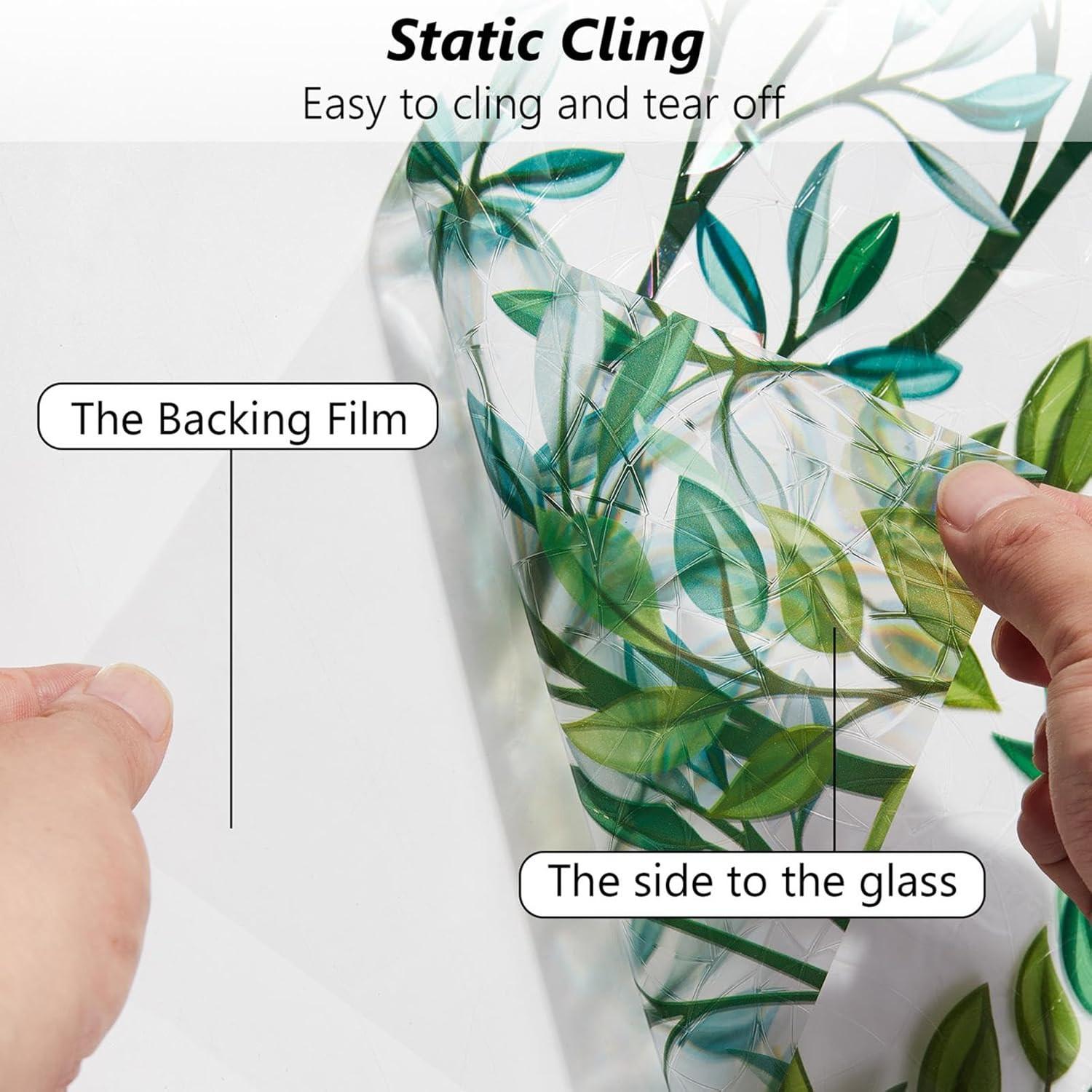 Window Privacy Film 3D Static Cling Window Film, No Glue Heat Control & 96% UV B