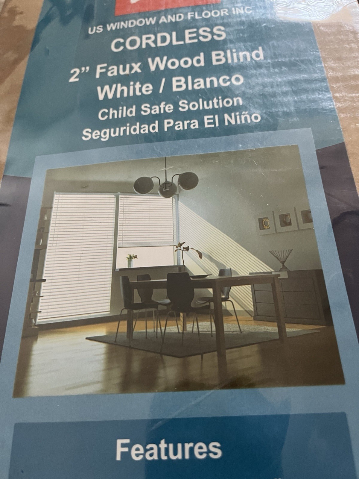US Window & Floor 2” Cordless Faux Wood Blinds! White 24” X 72” New!