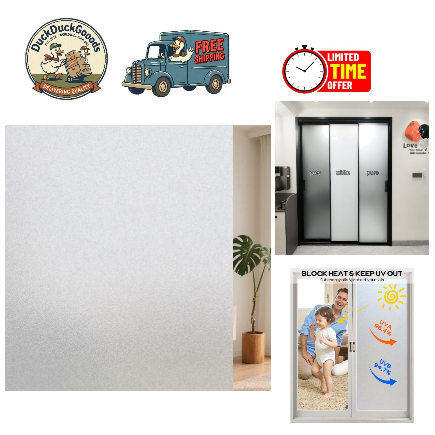 17.5×78.7 Inch Decorative Window Film – Easy Install Privacy Film for Renters