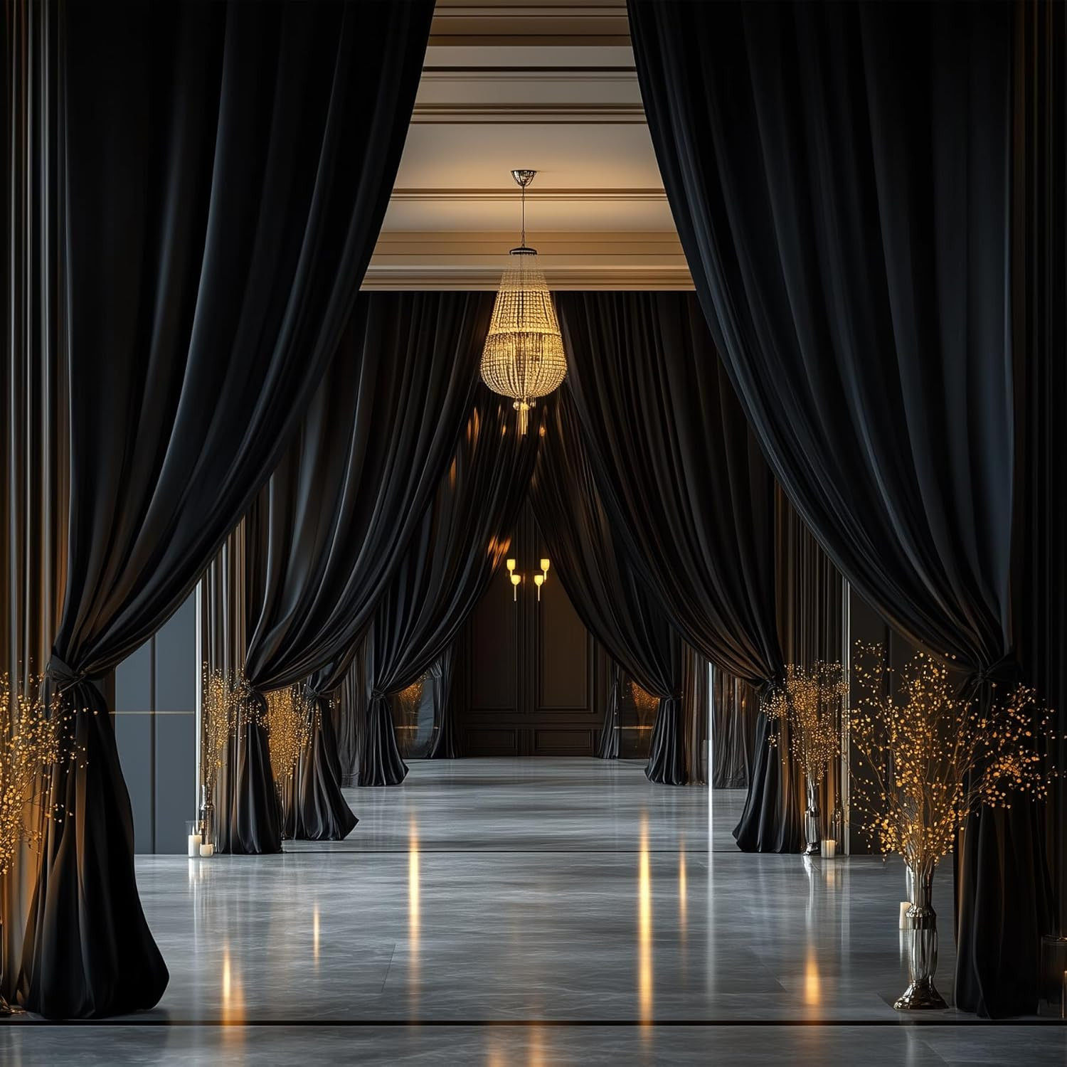 10ft x 20ft Black Ceiling Drapes for Weddings, Parties & Events – 2 Panels