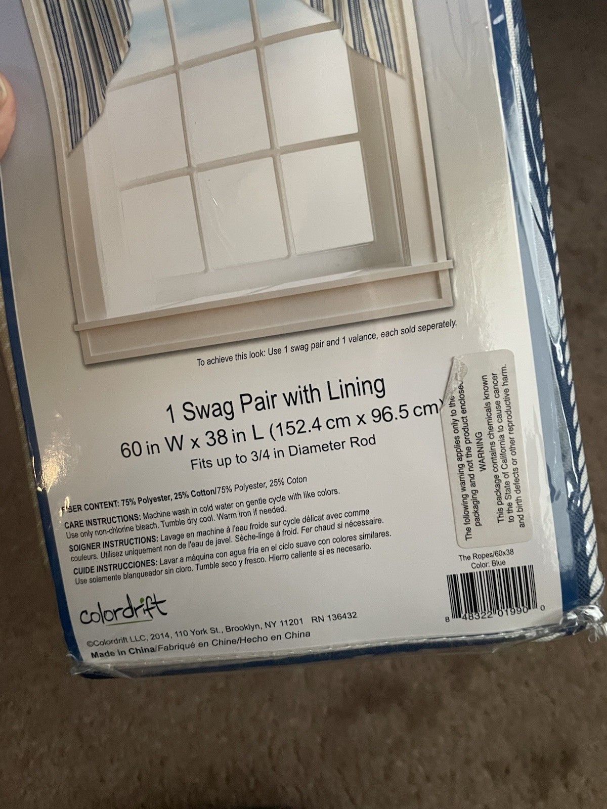 The Ropes One Swag Pair With Lining For Window Top Treatment (60 In W x 38 In L)