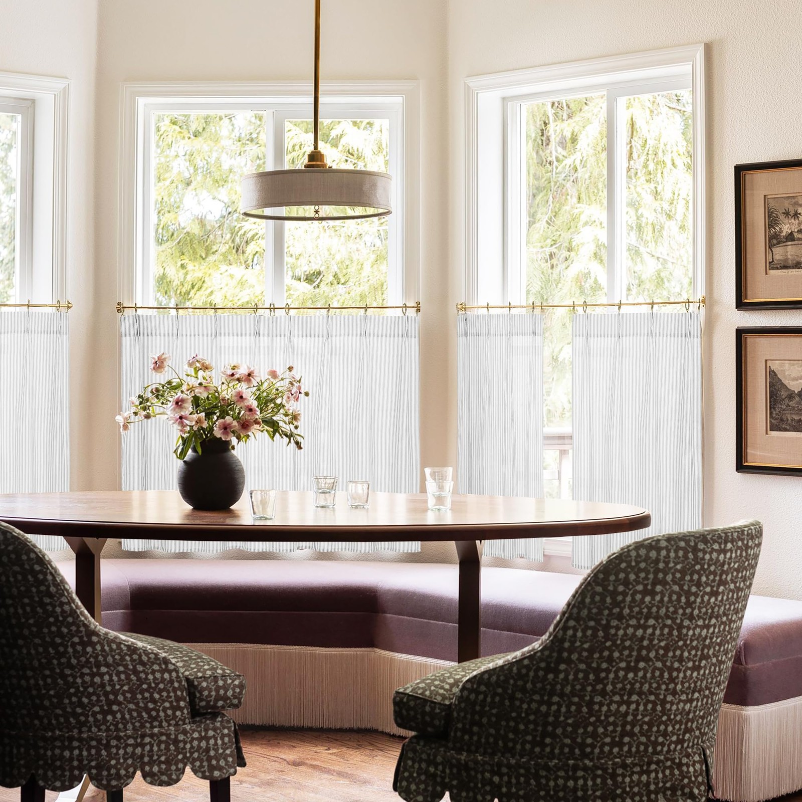 Short Curtains for Windows,Sheer Linen Pattern Privacy Pinch Pleat Small Gray…