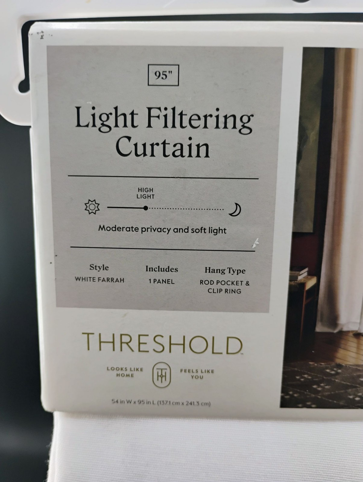 Threshold Light Filtering Curtain 54×95 Inches White Farrah Style