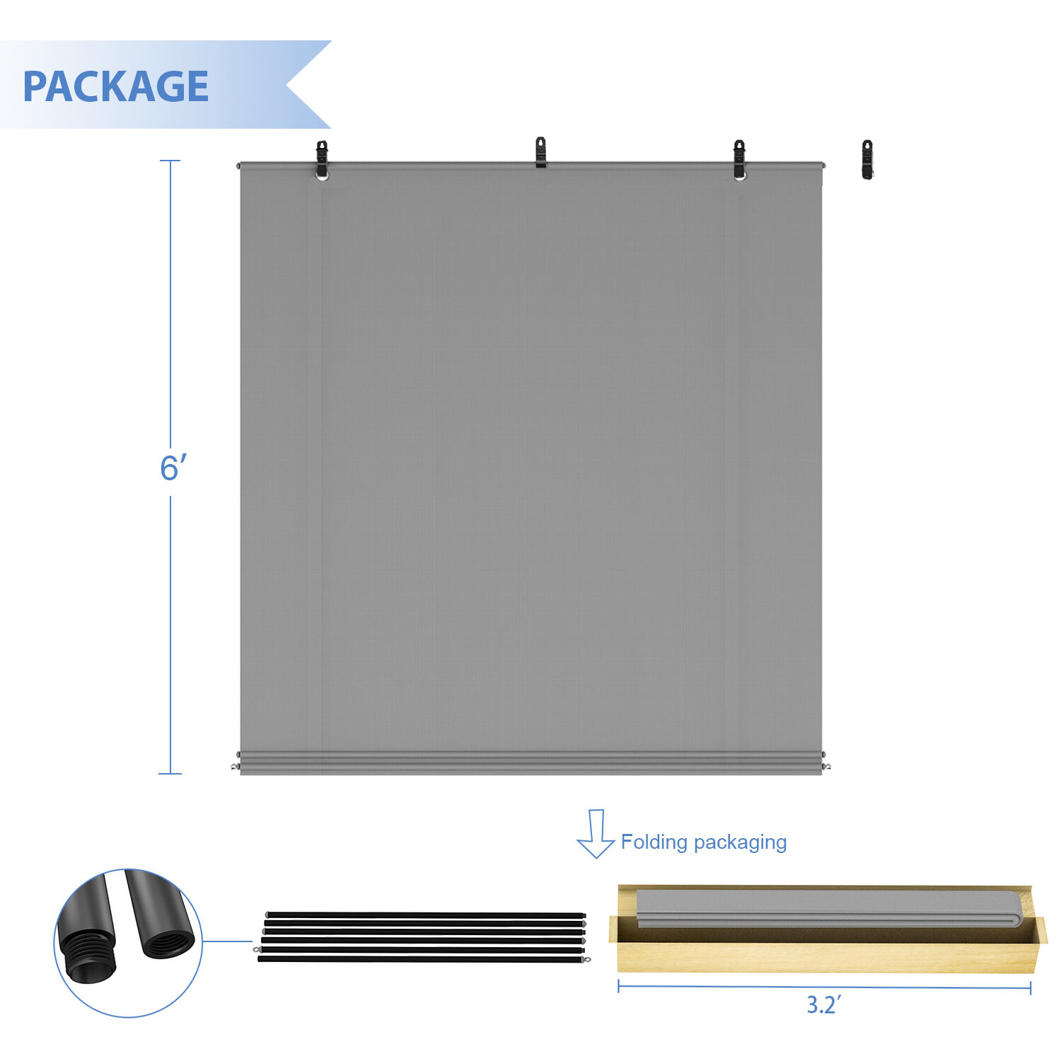 Roller up Shade Roller Shade Light Filtering Gazebo Porch Garden Outdoor Gray