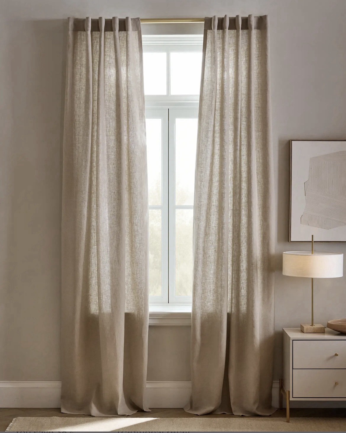 Quince European Linen Single Panel Curtain In Dark Flax, 48×96