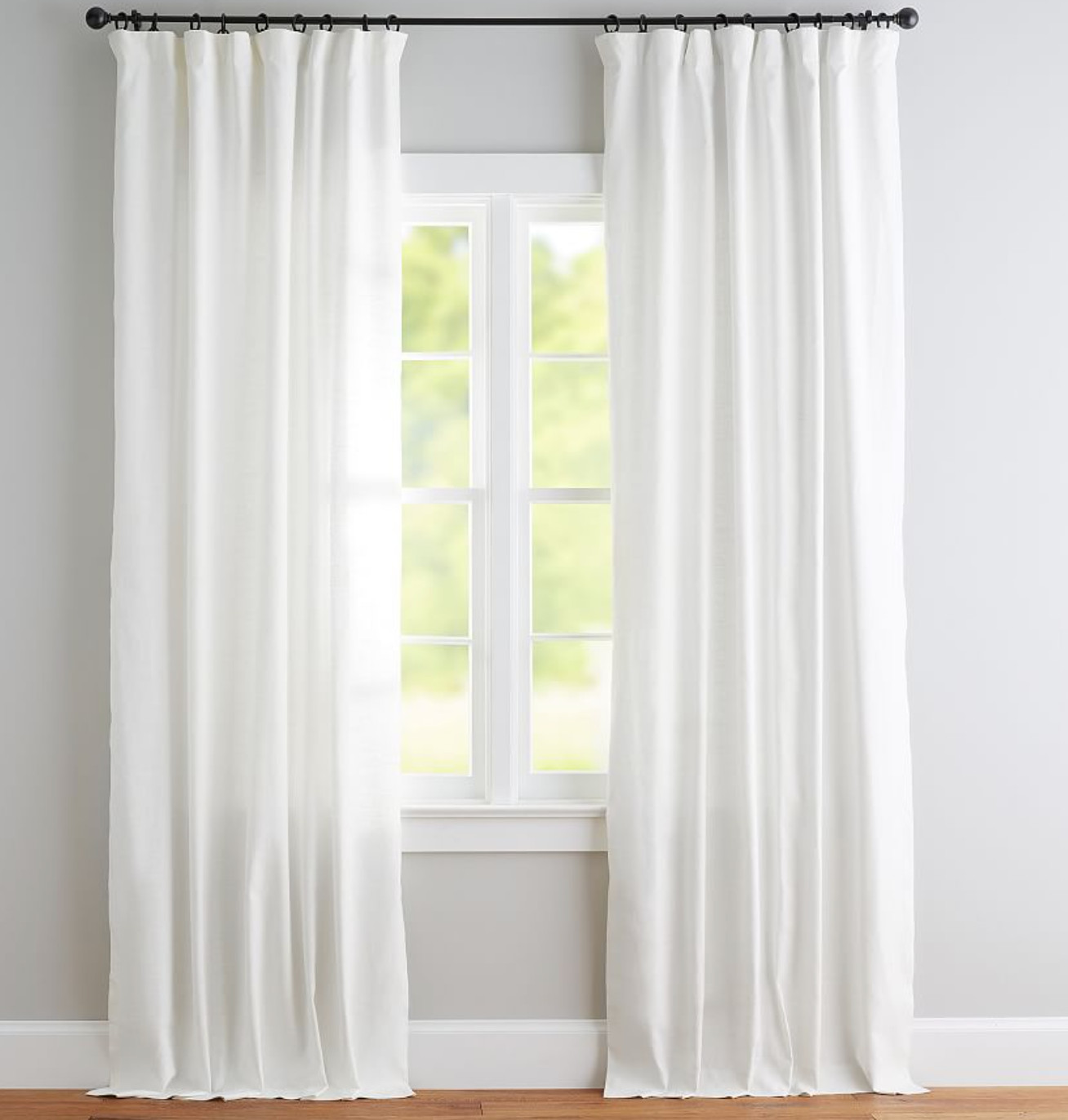 NEW Pottery Barn White Curtain/Blackout lining 3 in 1 Pole Top 84Wx94.5L Emery