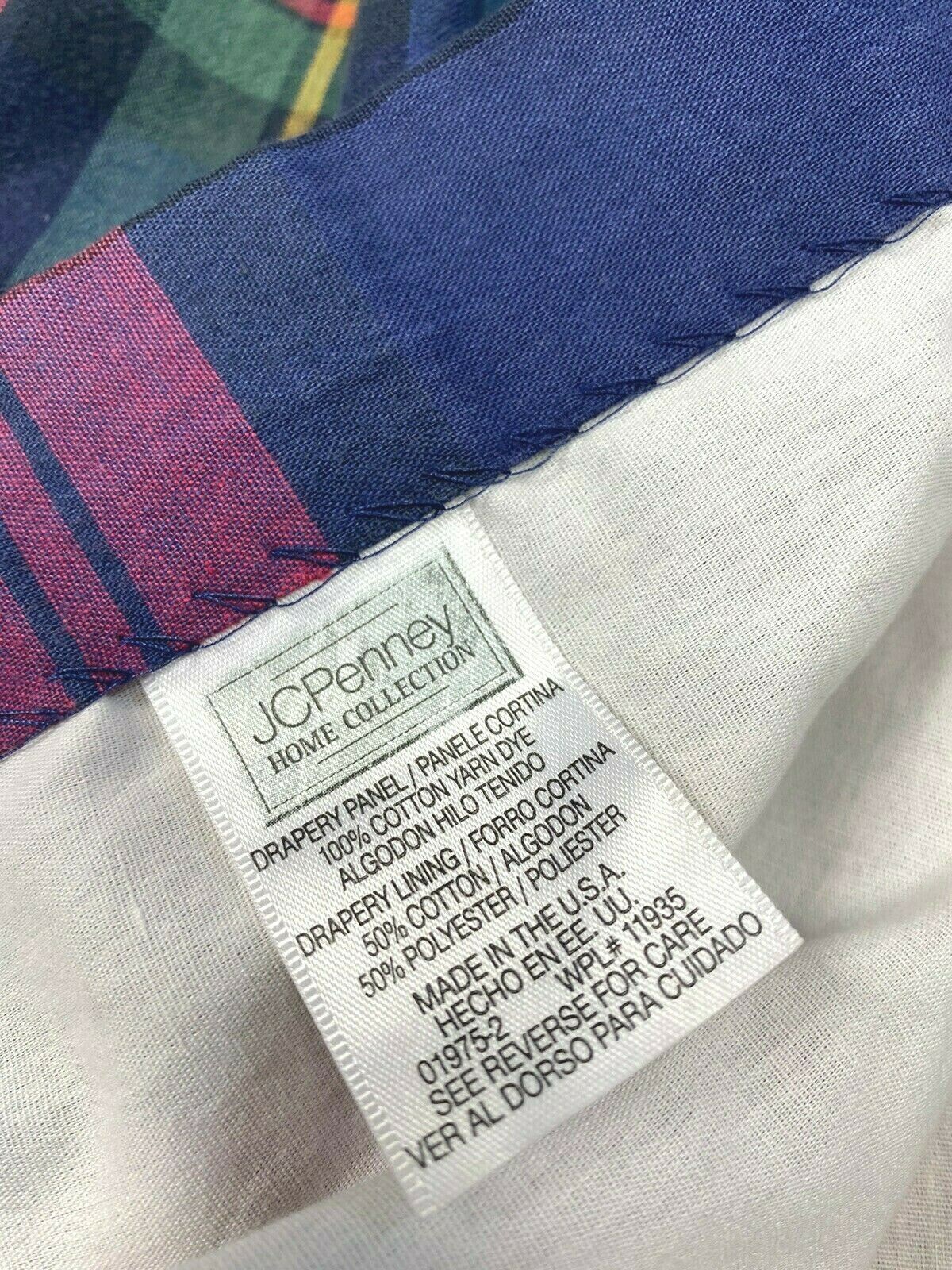 Set 4 JCPenney Curtains Drapes Valances Plaid Rare Retired Print Vintage 90s Tab