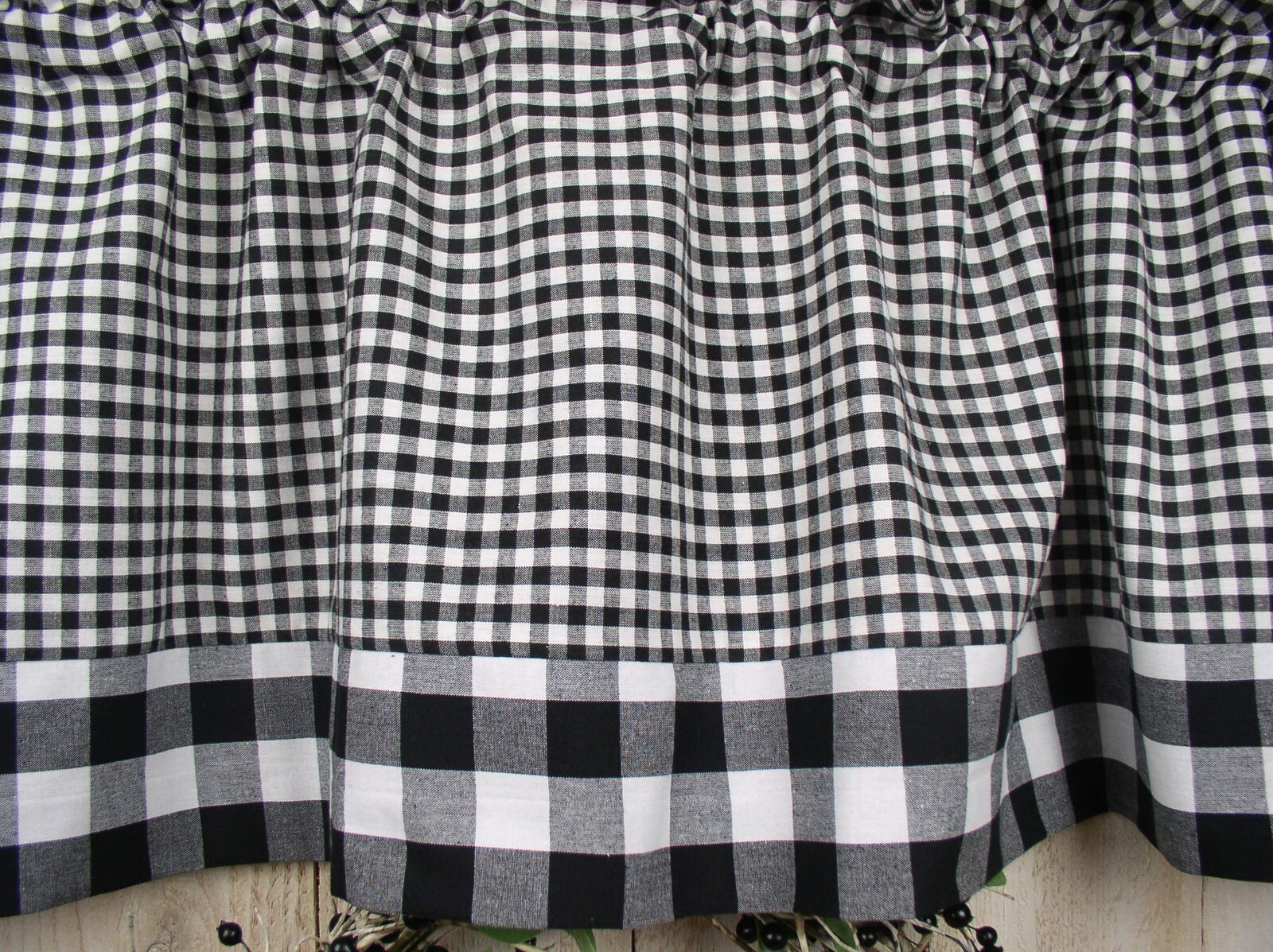 Black and White Buffalo Checks Bordered Black Check Valances Farmhouse Valances