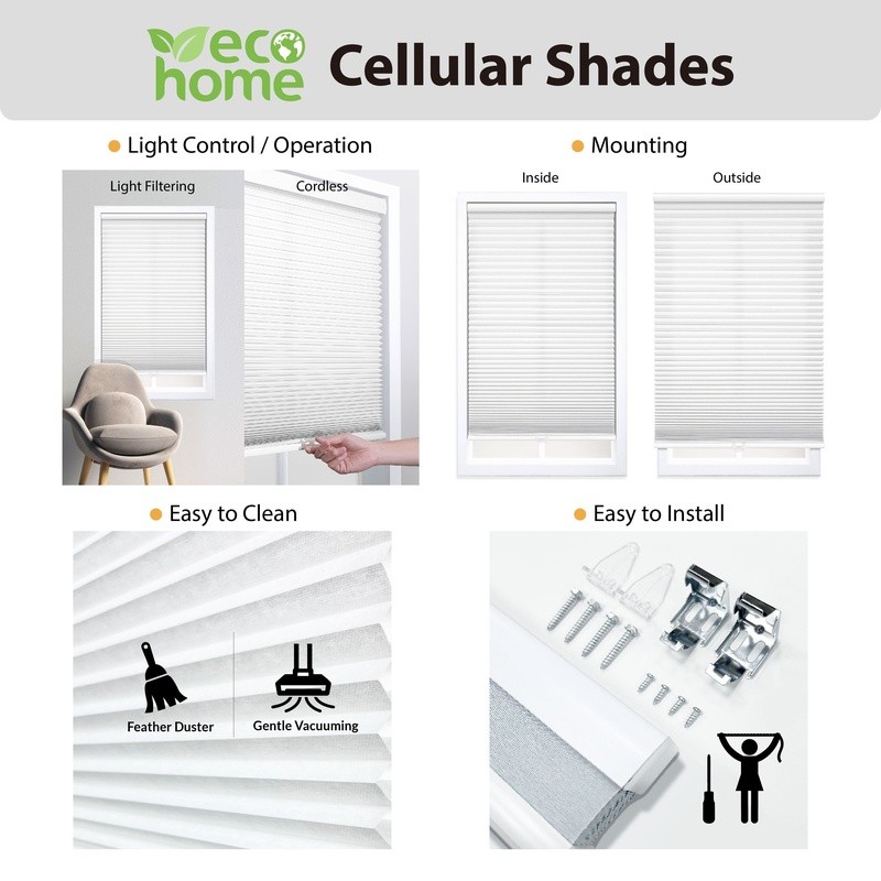 Cordless Honeycomb Cellular Shade Energy Efficient Easy Install Privacy Safe New