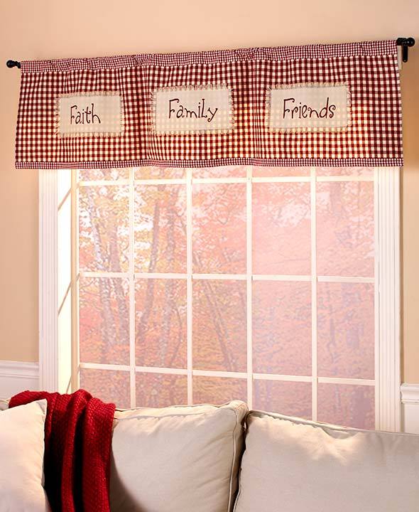 Sentiment Family Faith Friends Window Valance Cottage Country Checkers Valance