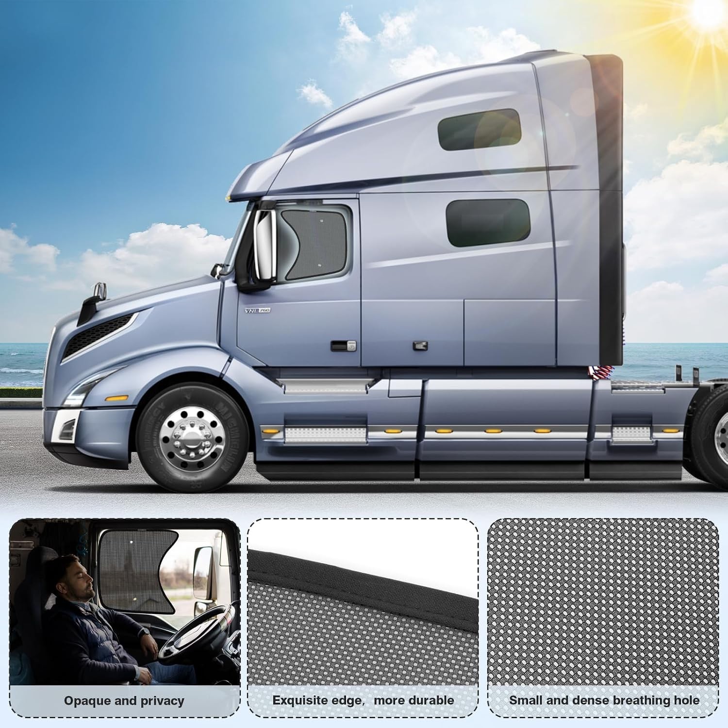 2PCS 23”*21.6” Side Window Shades for Semi Truck/Heavy Duty Truck – Freight…