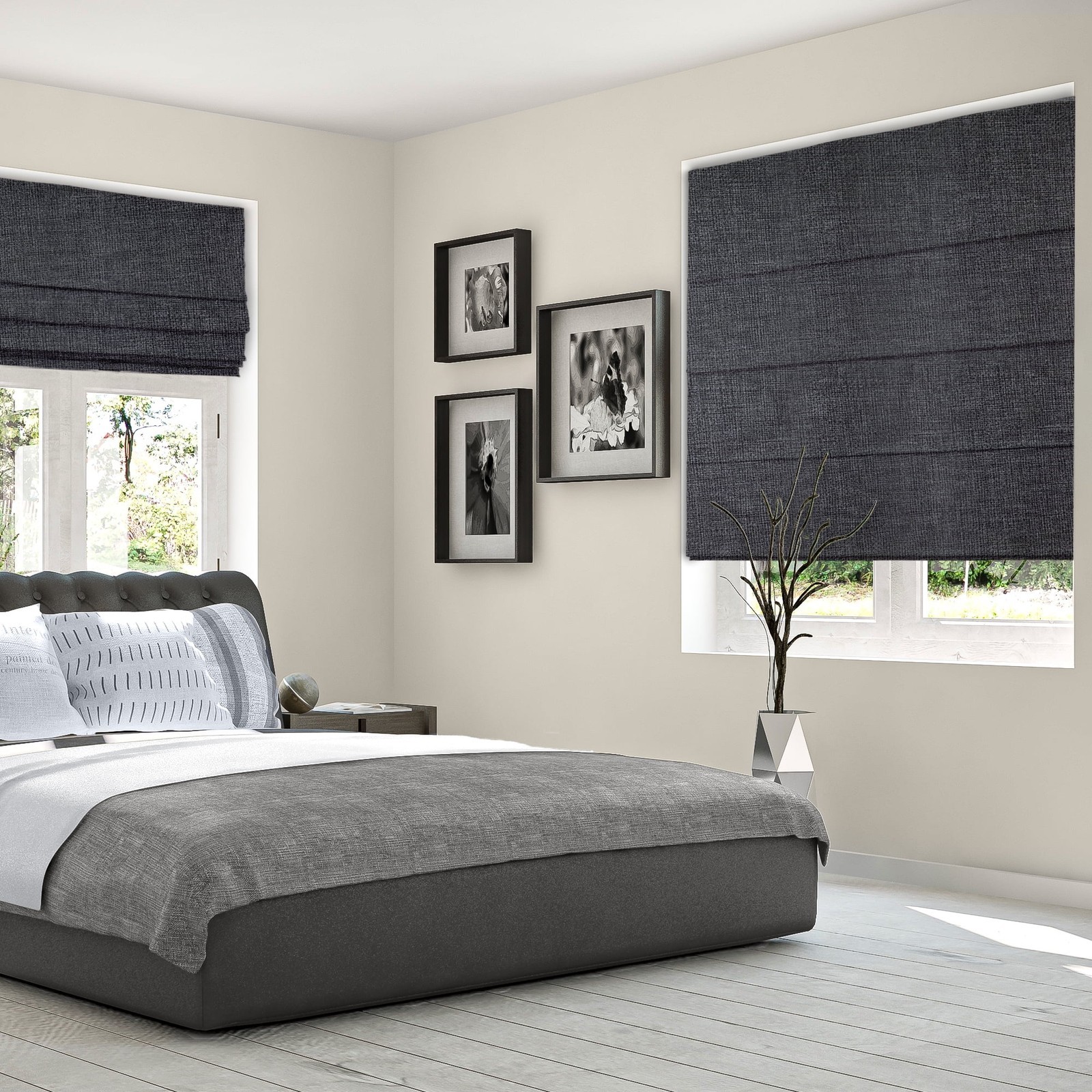 Cordless Roman Shade Blackout Lexington Pebble 23″W X 72″H