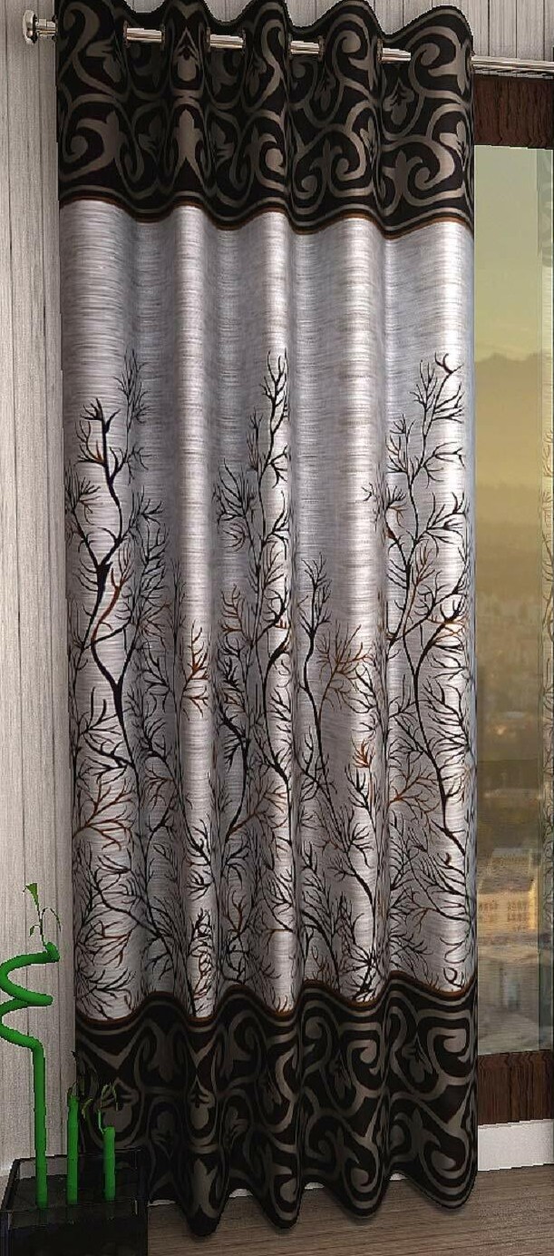 2 Pieces – Eyelet Grommet RingTop Door Window Curtains Set 5 7 9 Feet Brown