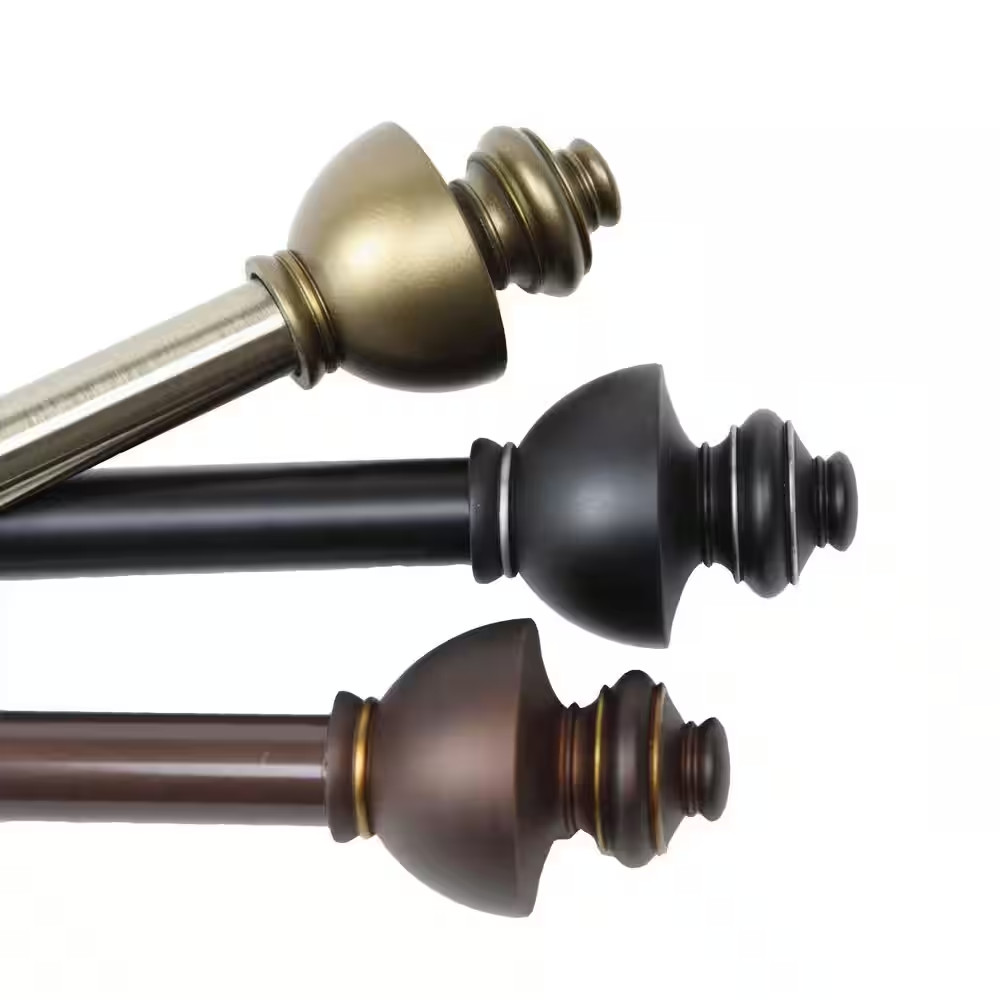 18 In. – 28 In. Telescoping Single Curtain Rod Kit in Antique Brass with Dynasty