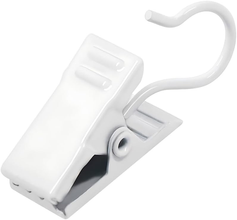 White Curtain Clips Hooks – 100 Pack Small Stainless Steel Metal String Party…