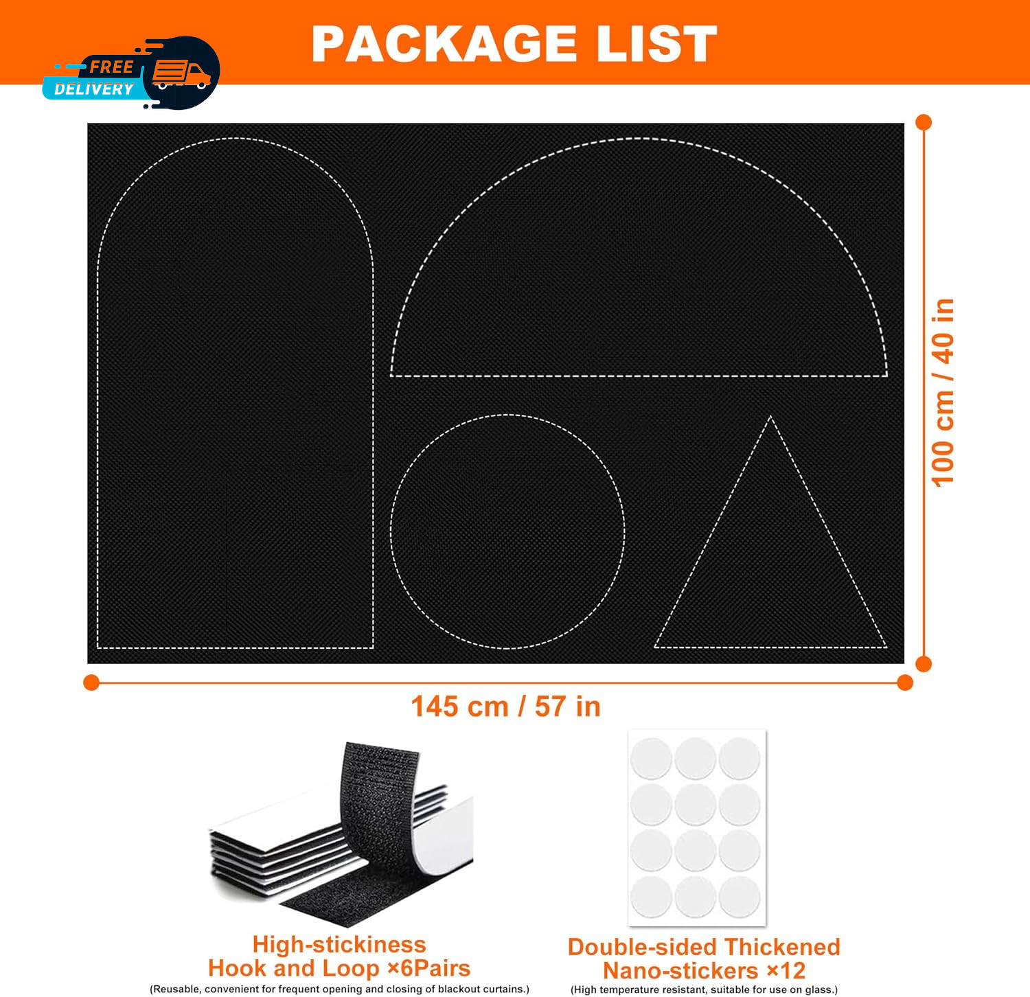 100% Black Out Window Cover Portable Blackout Shades Adhesive Thermal Blackout