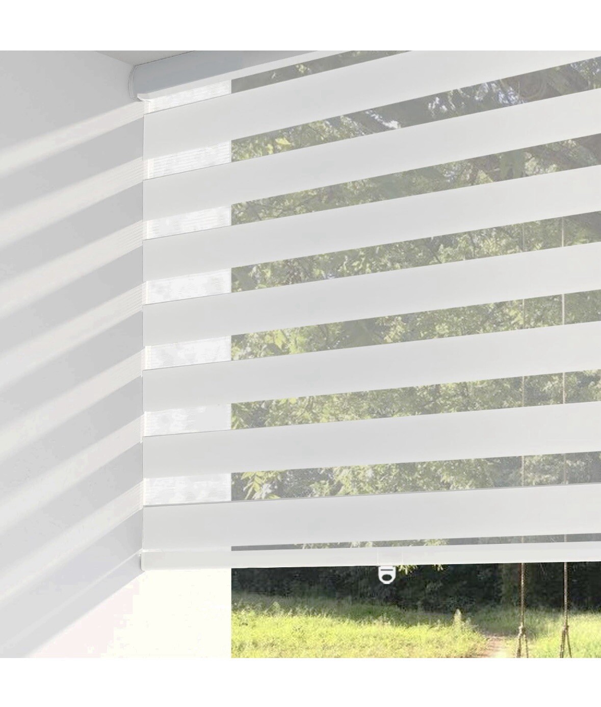 Cordless Zebra Roller Blinds Sheer Shades, Sheer or Privacy – White, 48″W X 72″H
